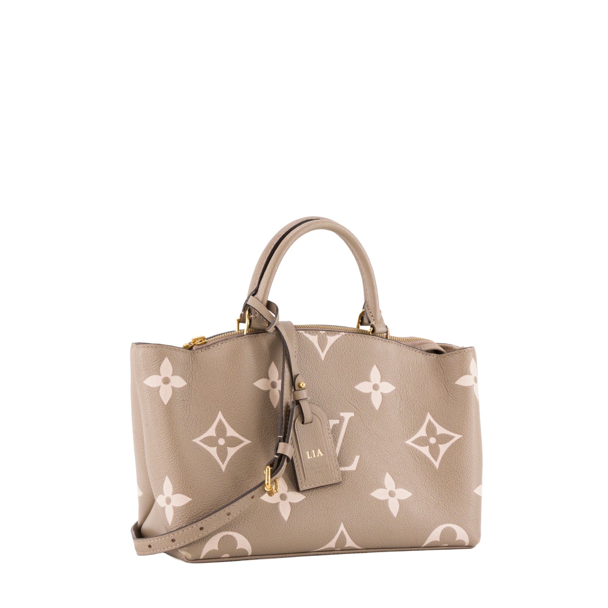 LOUIS VUITTON - Sac à bandoulière Petit Palais Louis Vuitton en cuir empreinte gris et beige