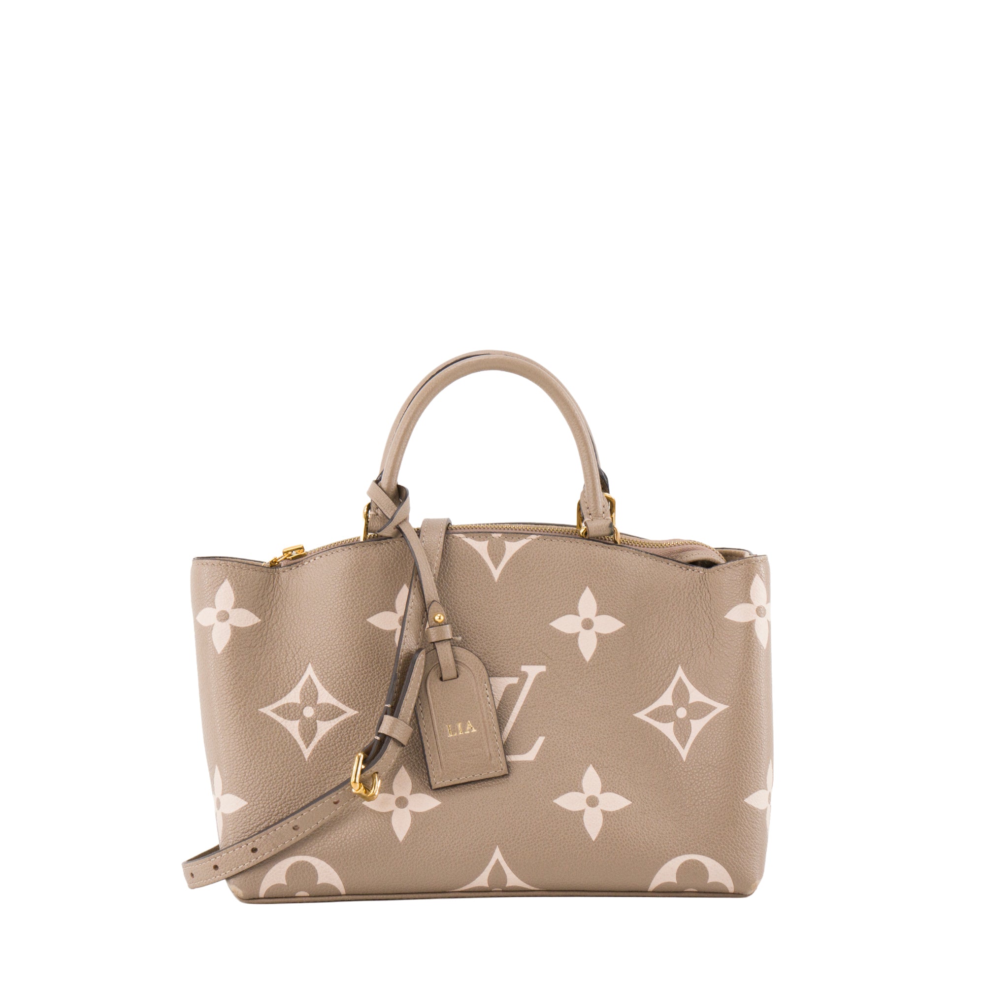 LOUIS VUITTON - Sac à bandoulière Petit Palais Louis Vuitton en cuir empreinte gris et beige