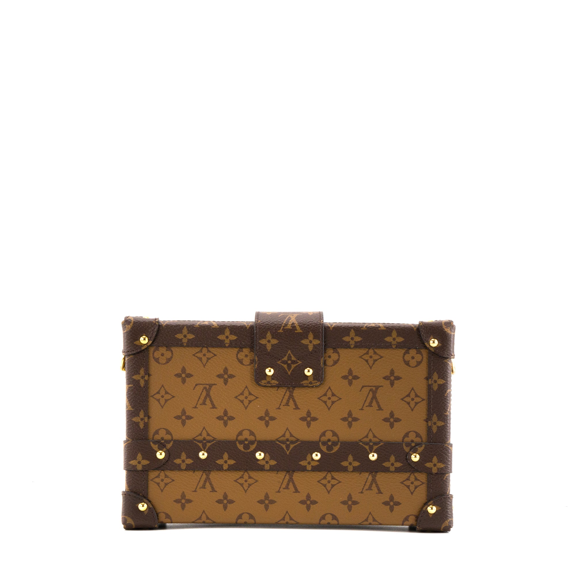 LOUIS VUITTON - Sac à bandoulière Petite Malle Louis Vuitton en toile enduite monogrammée marron