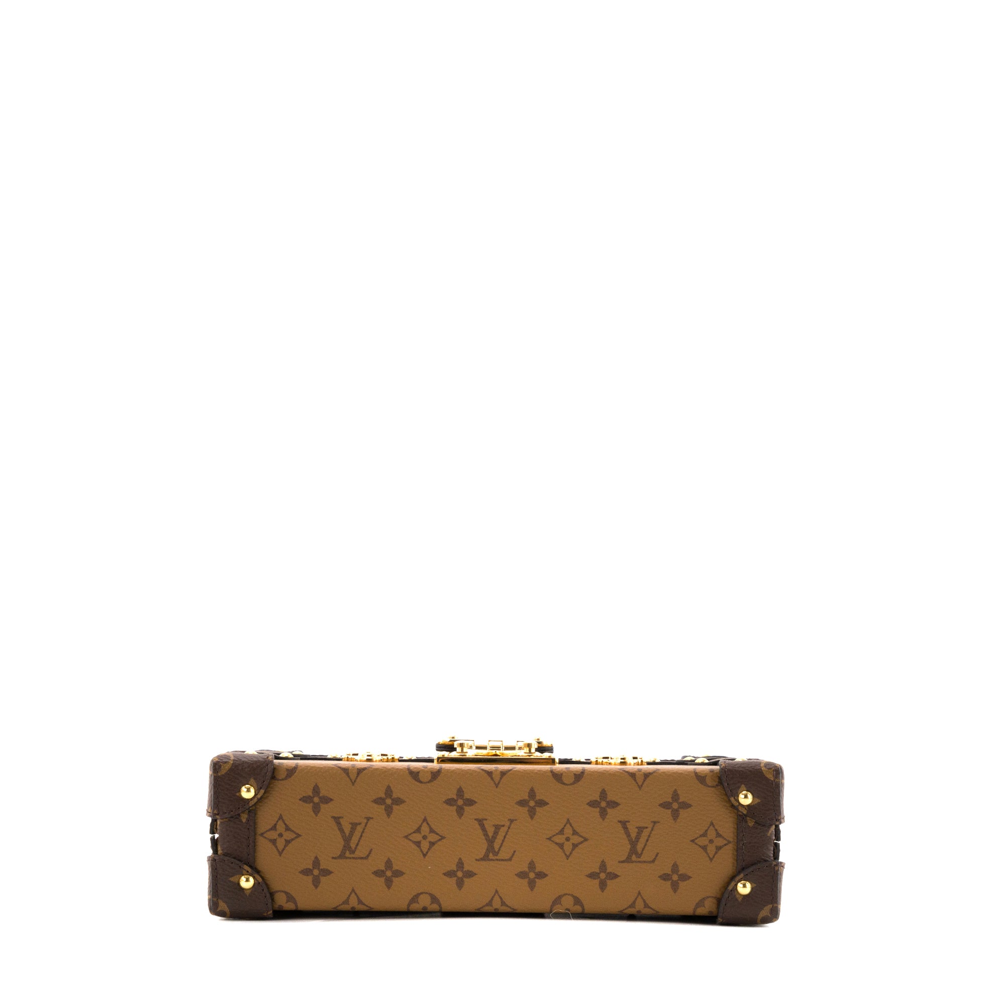 LOUIS VUITTON - Sac à bandoulière Petite Malle Louis Vuitton en toile enduite monogrammée marron