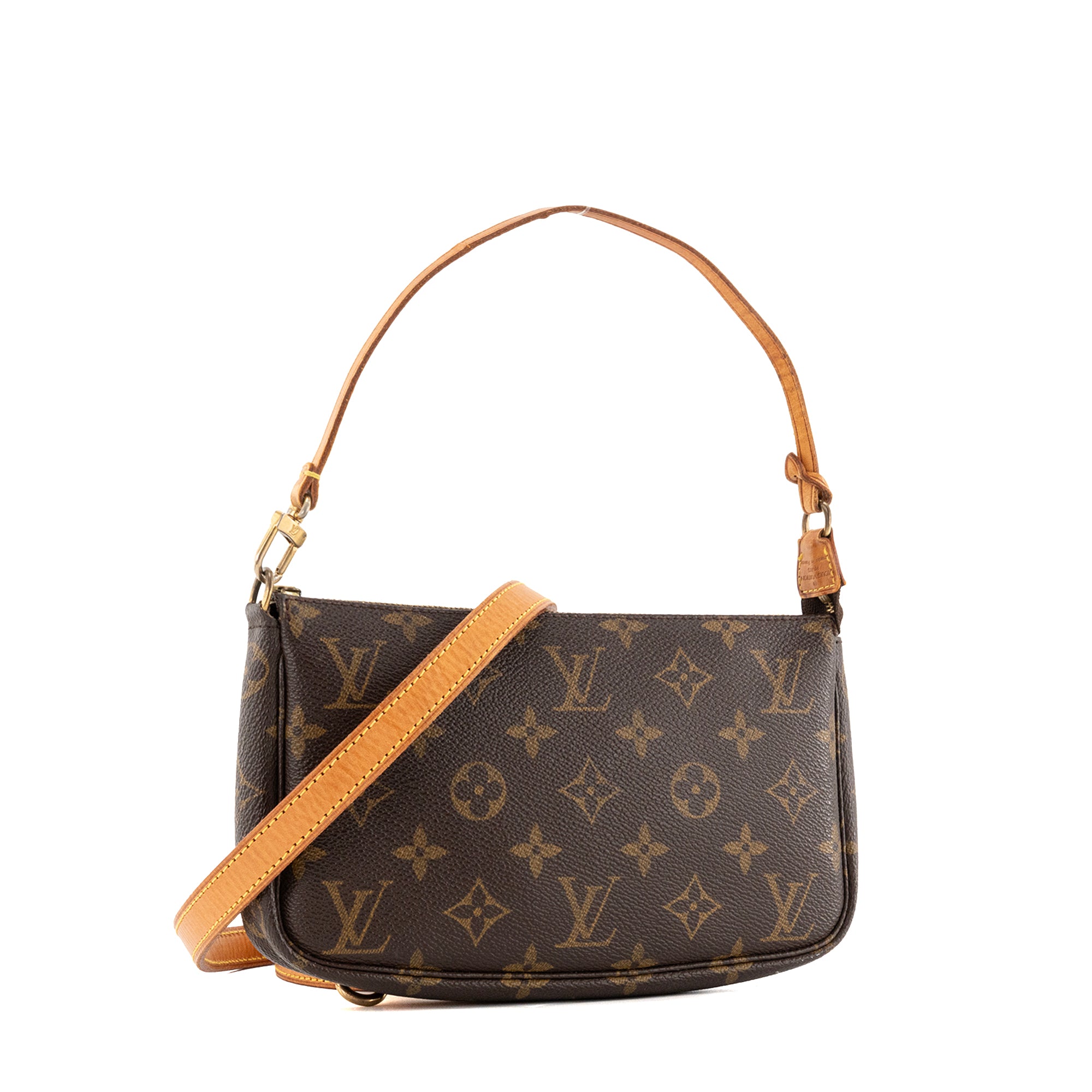 LOUIS VUITTON - Sac à bandoulière Pochette Accessoires PM Louis Vuitton en toile enduite monogrammée marron vintage