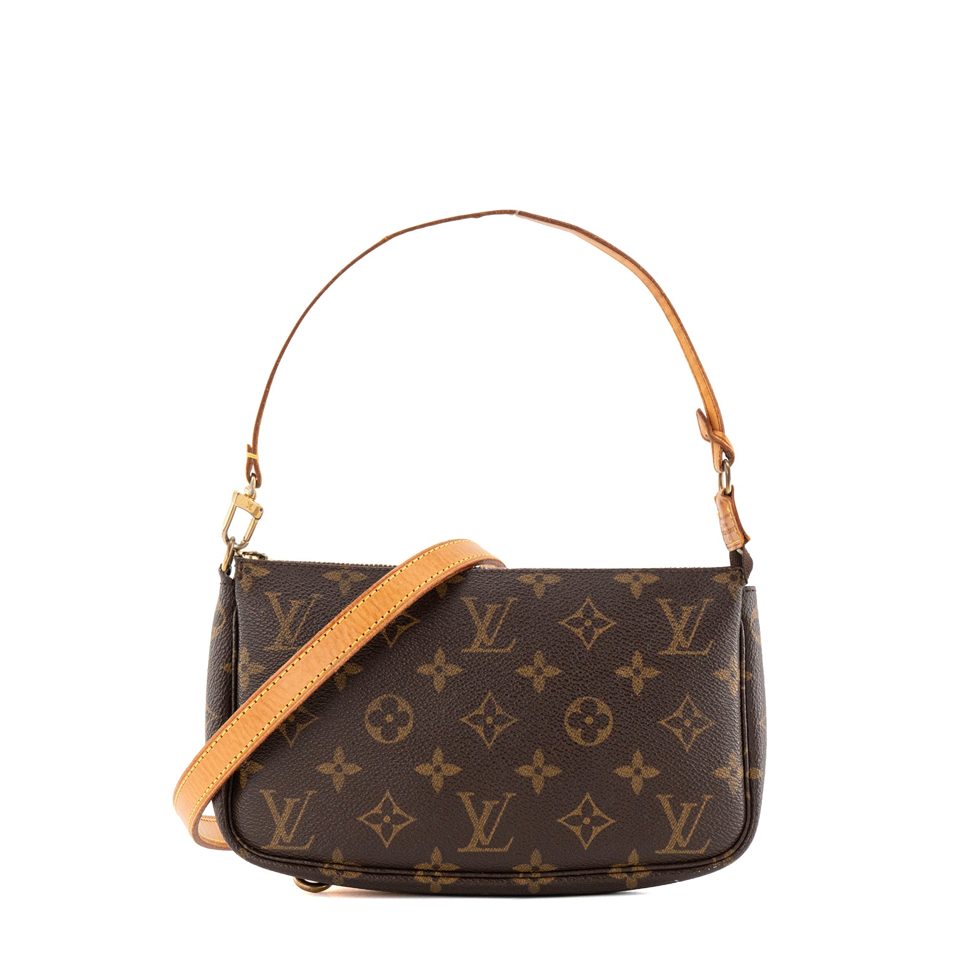 LOUIS VUITTON - Sac à bandoulière Pochette Accessoires PM Louis Vuitton en toile enduite monogrammée marron vintage