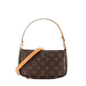 LOUIS VUITTON - Sac à bandoulière Pochette Accessoires PM Louis Vuitton en toile enduite monogrammée marron vintage