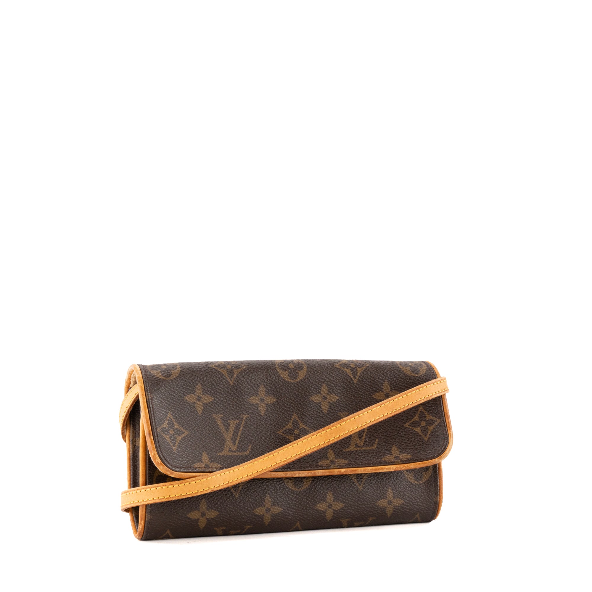LOUIS VUITTON - Sac à bandoulière Pochette Twin PM Louis Vuitton en toile enduite monogrammée vintage