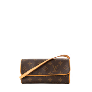 LOUIS VUITTON - Sac à bandoulière Pochette Twin PM Louis Vuitton en toile enduite monogrammée vintage