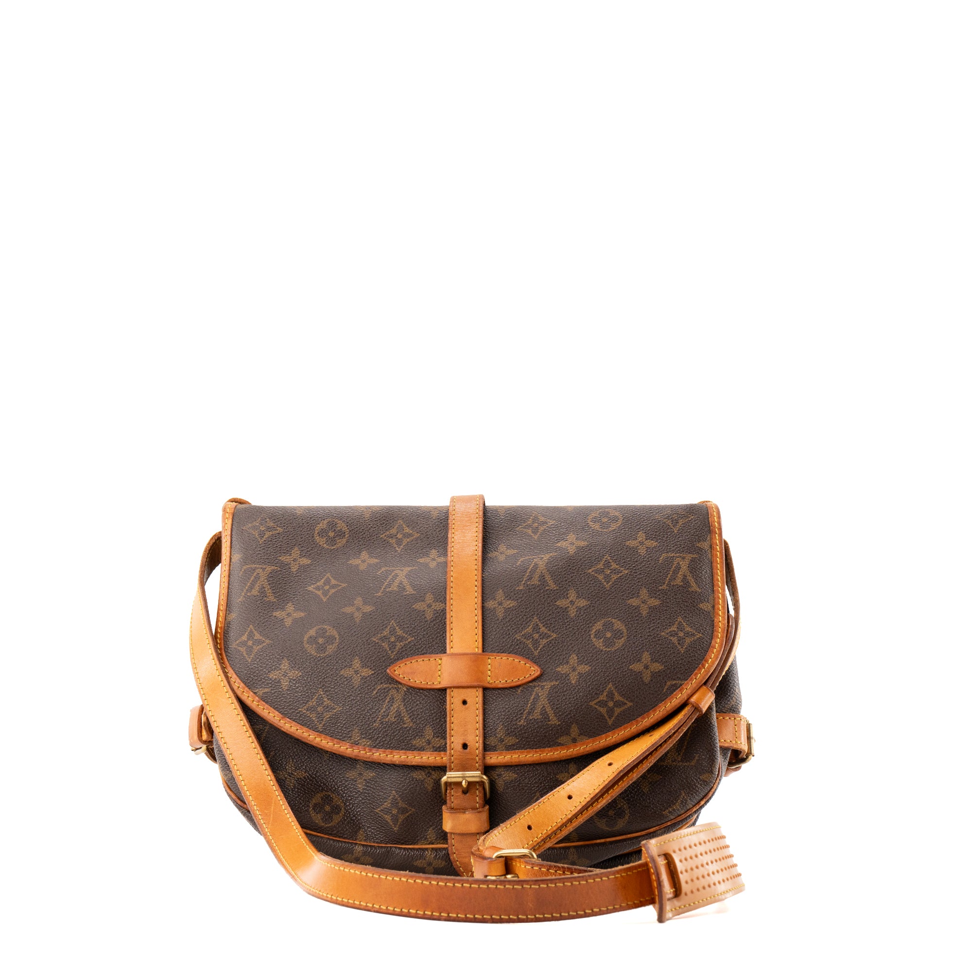 LOUIS VUITTON - Sac à bandoulière Saumur Louis Vuitton en toile enduite monogrammée vintage