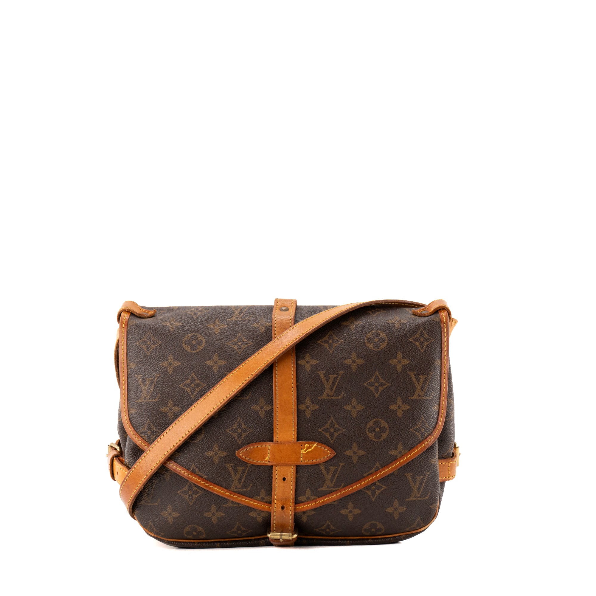 LOUIS VUITTON - Sac à bandoulière Saumur Louis Vuitton en toile enduite monogrammée vintage