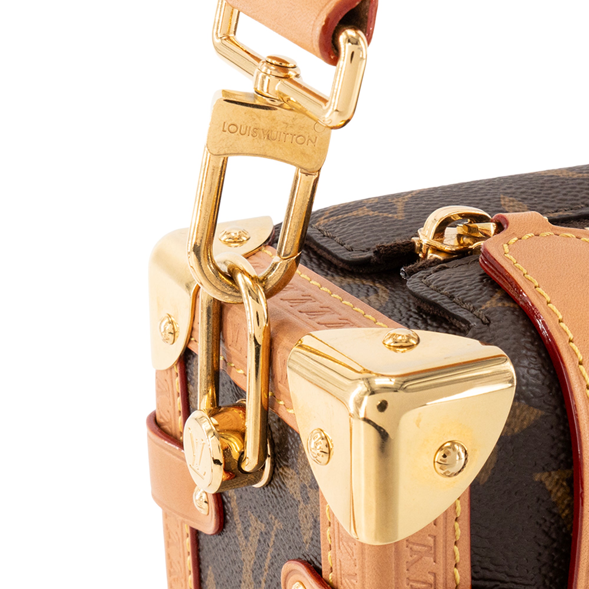 LOUIS VUITTON - Sac à bandoulière Side Trunk MM Louis Vuitton en toile enduite monogrammée marron