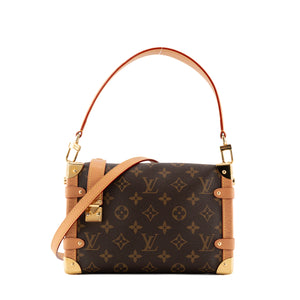 LOUIS VUITTON - Sac à bandoulière Side Trunk MM Louis Vuitton en toile enduite monogrammée marron