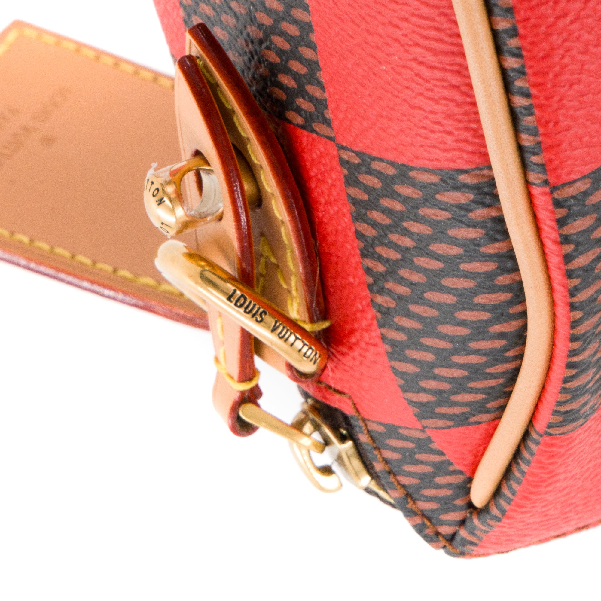 LOUIS VUITTON - Sac à bandoulière Speedy 18 Louis Vuitton en toile enduite damier pop rouge