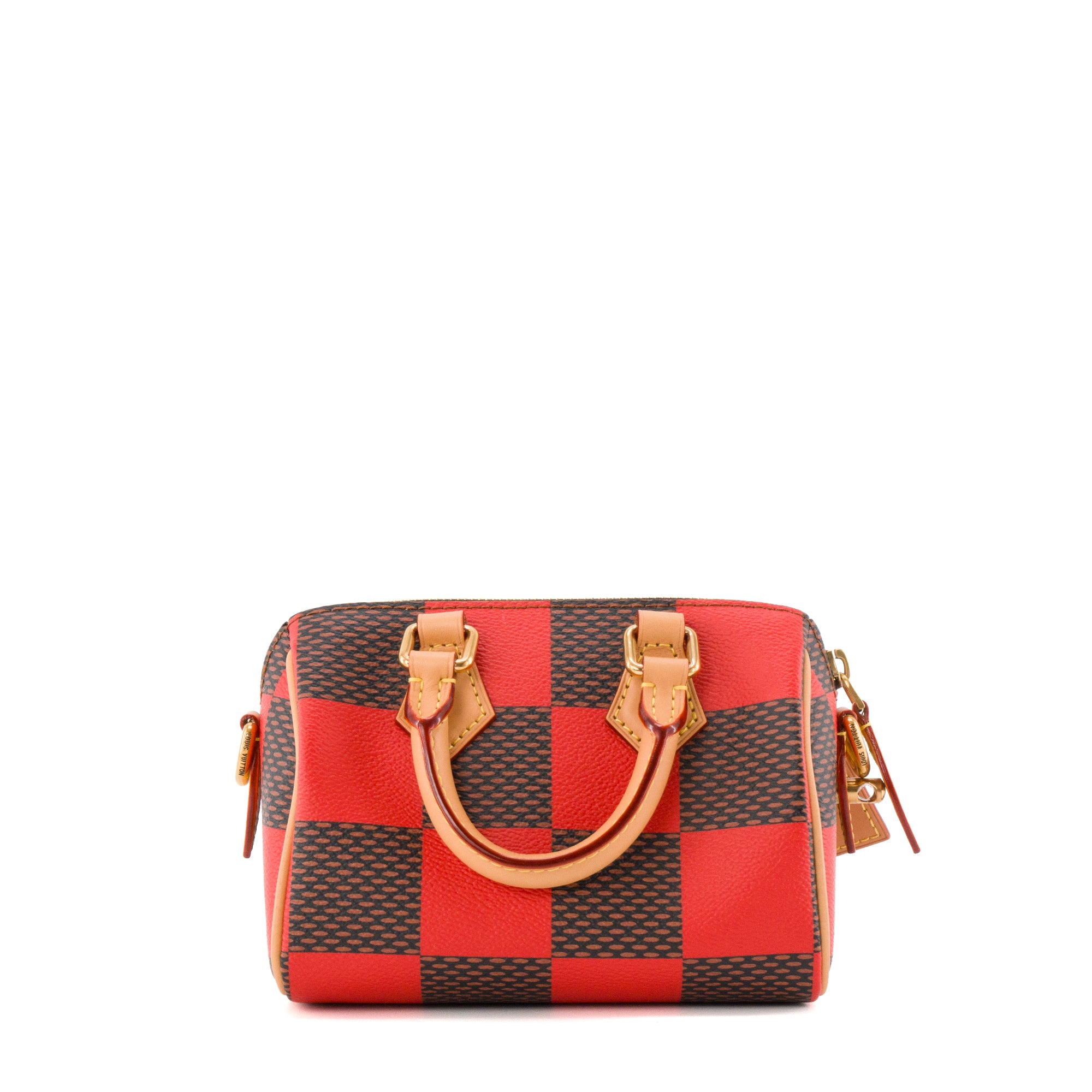 LOUIS VUITTON - Sac à bandoulière Speedy 18 Louis Vuitton en toile enduite damier pop rouge