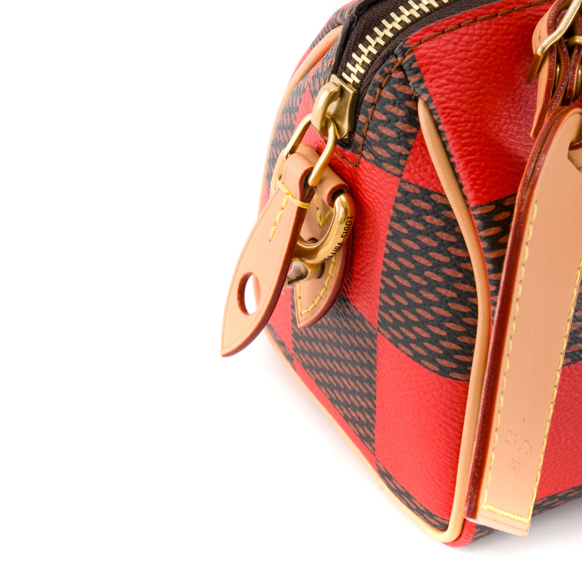 LOUIS VUITTON - Sac à bandoulière Speedy 18 Louis Vuitton en toile enduite damier pop rouge