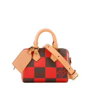 LOUIS VUITTON - Sac à bandoulière Speedy 18 Louis Vuitton en toile enduite damier pop rouge