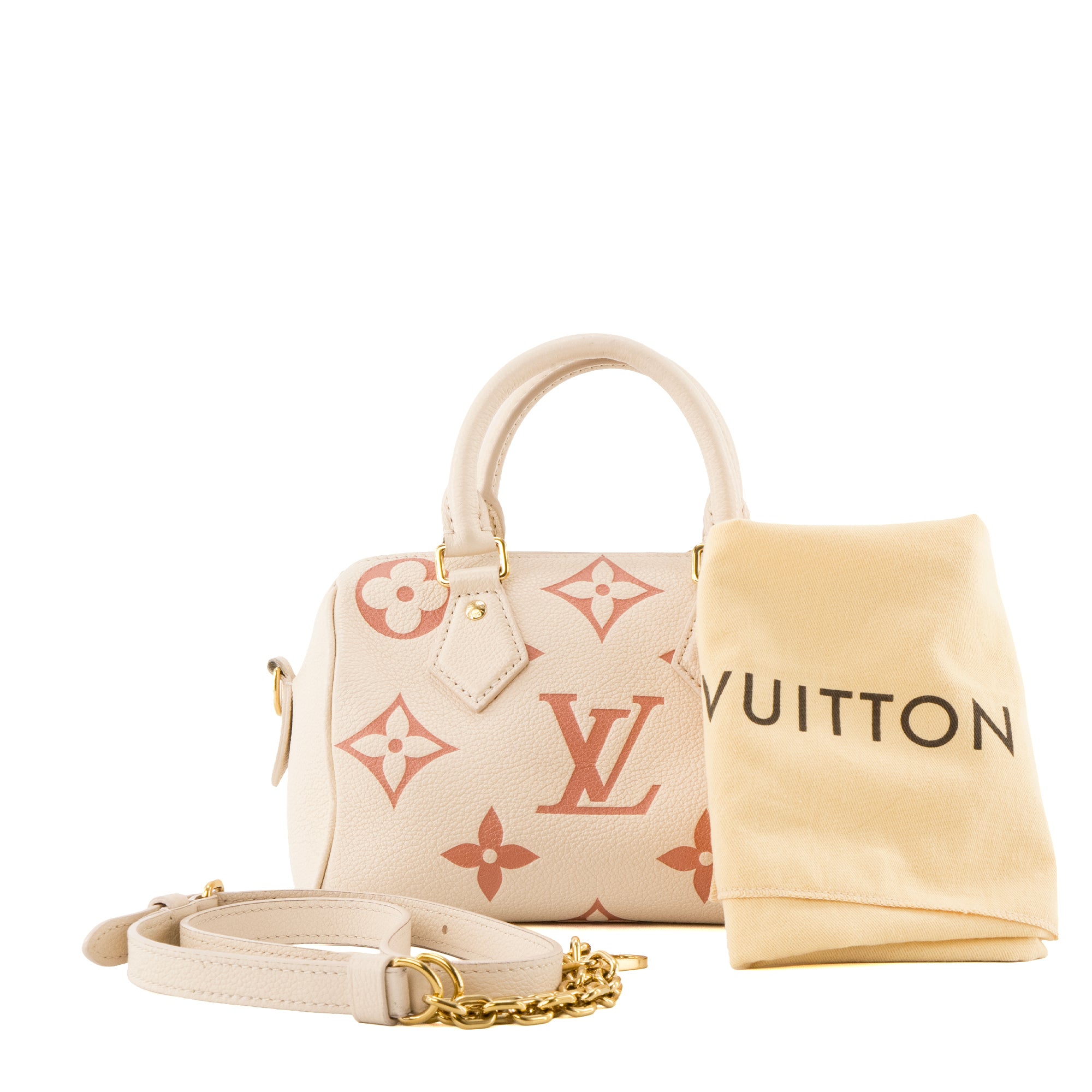 LOUIS VUITTON - Sac à bandoulière Speedy 20 Louis Vuitton en cuir empreinte beige édition limitée