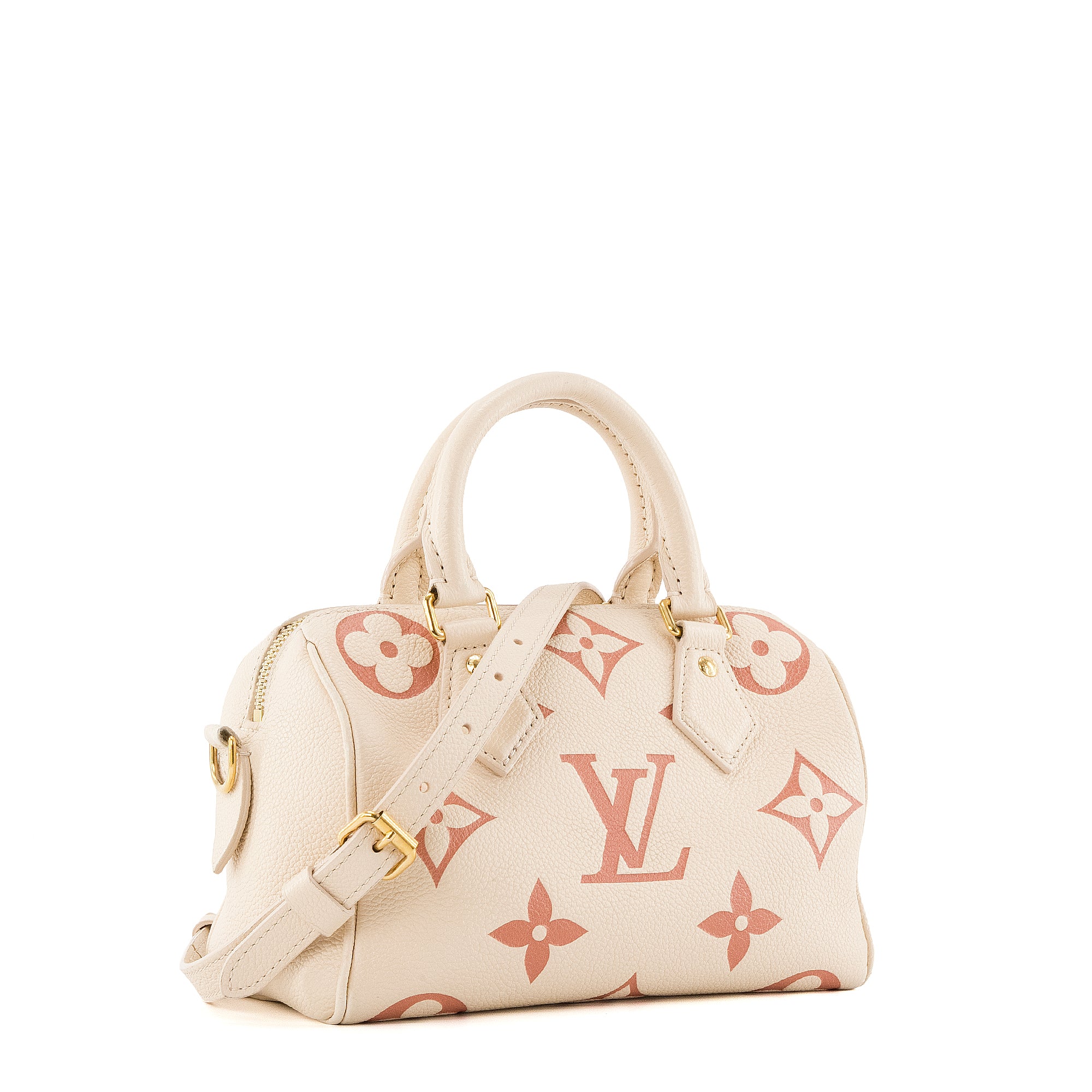 LOUIS VUITTON - Sac à bandoulière Speedy 20 Louis Vuitton en cuir empreinte beige édition limitée