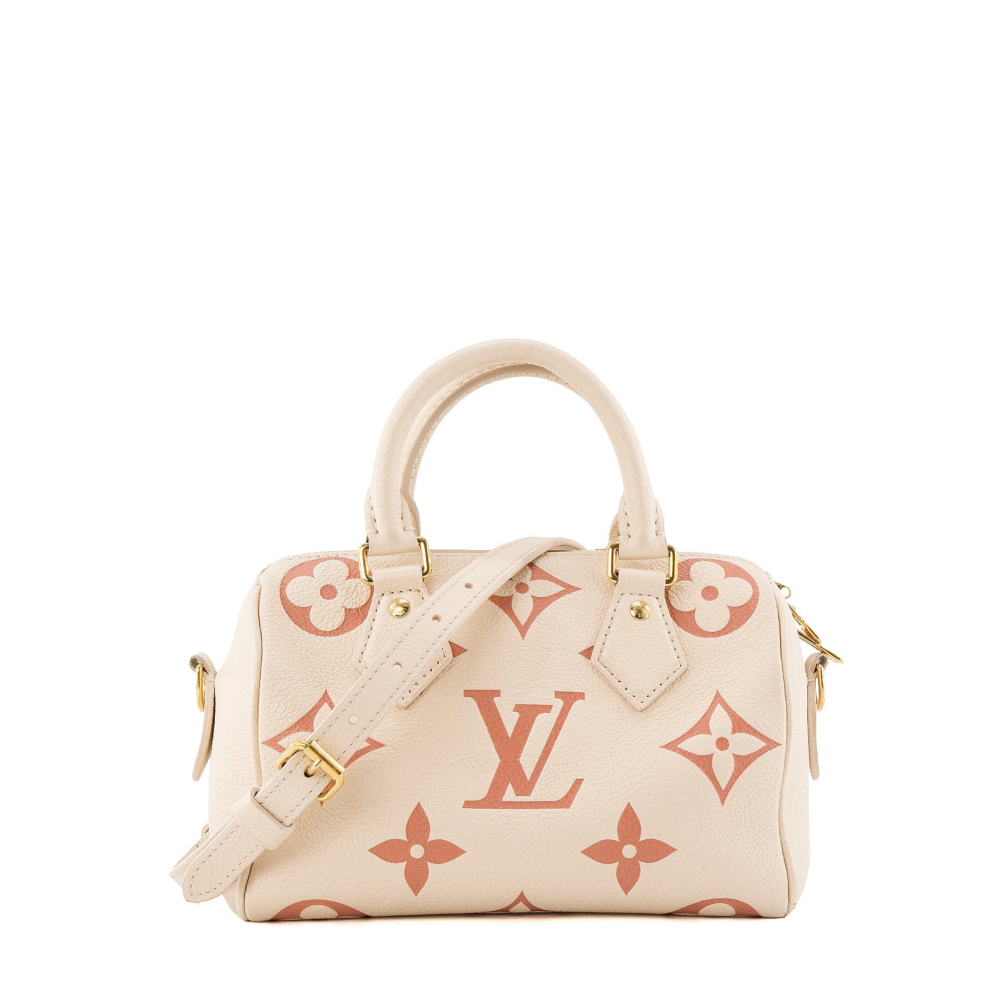 LOUIS VUITTON - Sac à bandoulière Speedy 20 Louis Vuitton en cuir empreinte beige édition limitée