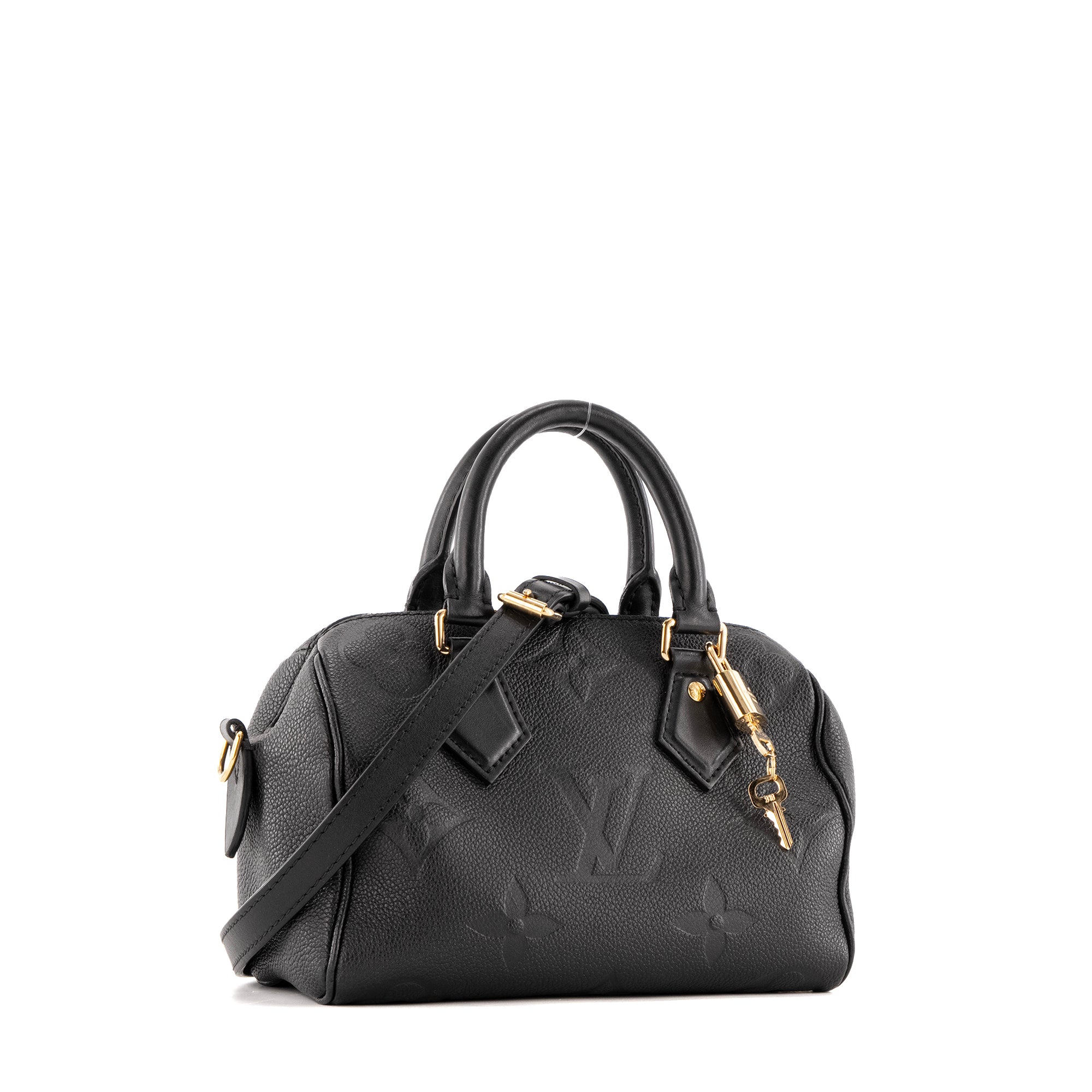 LOUIS VUITTON - Sac à bandoulière Speedy 20 Louis Vuitton en cuir empreinte noir