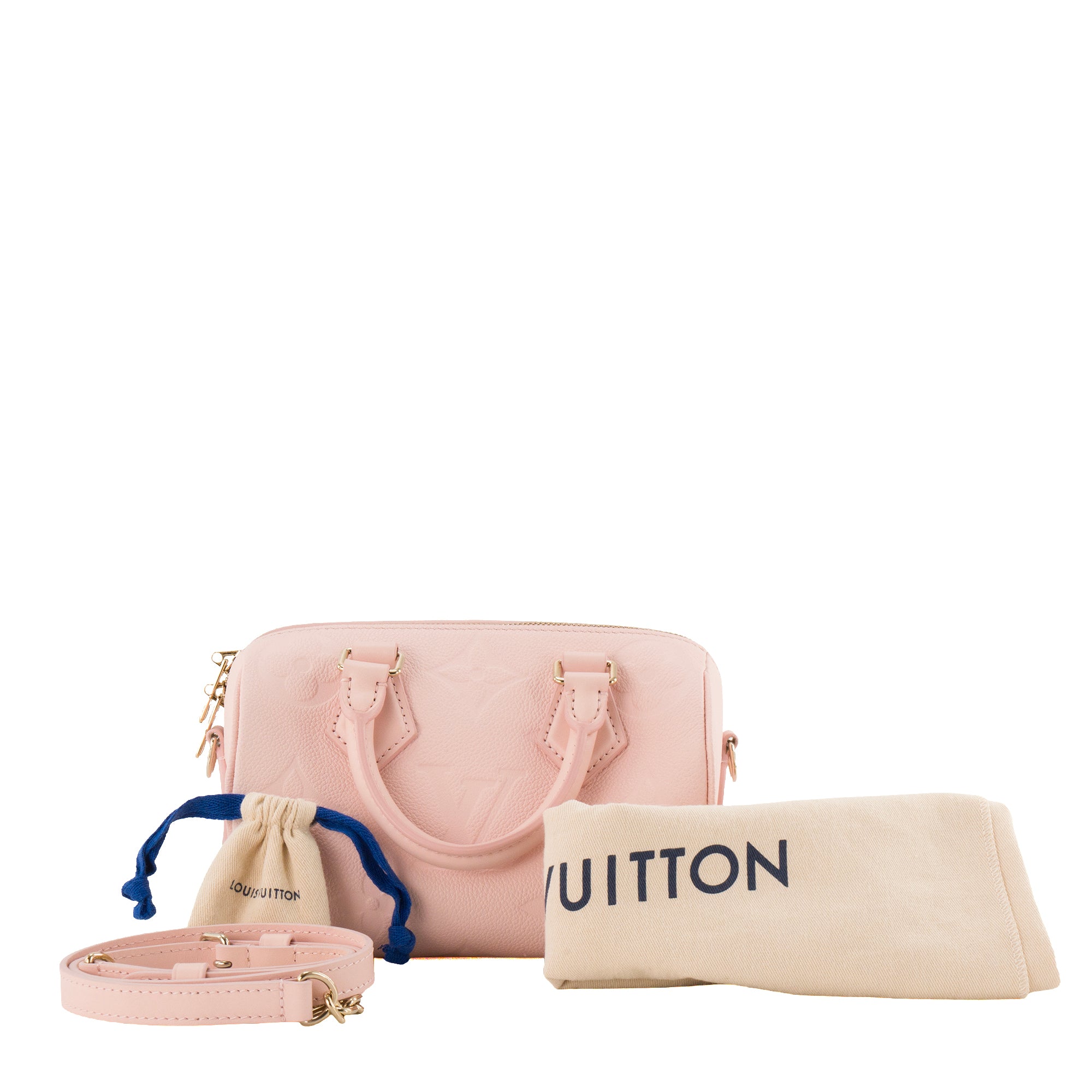 LOUIS VUITTON - Sac à bandoulière Speedy 20 Louis Vuitton en cuir empreinte rose