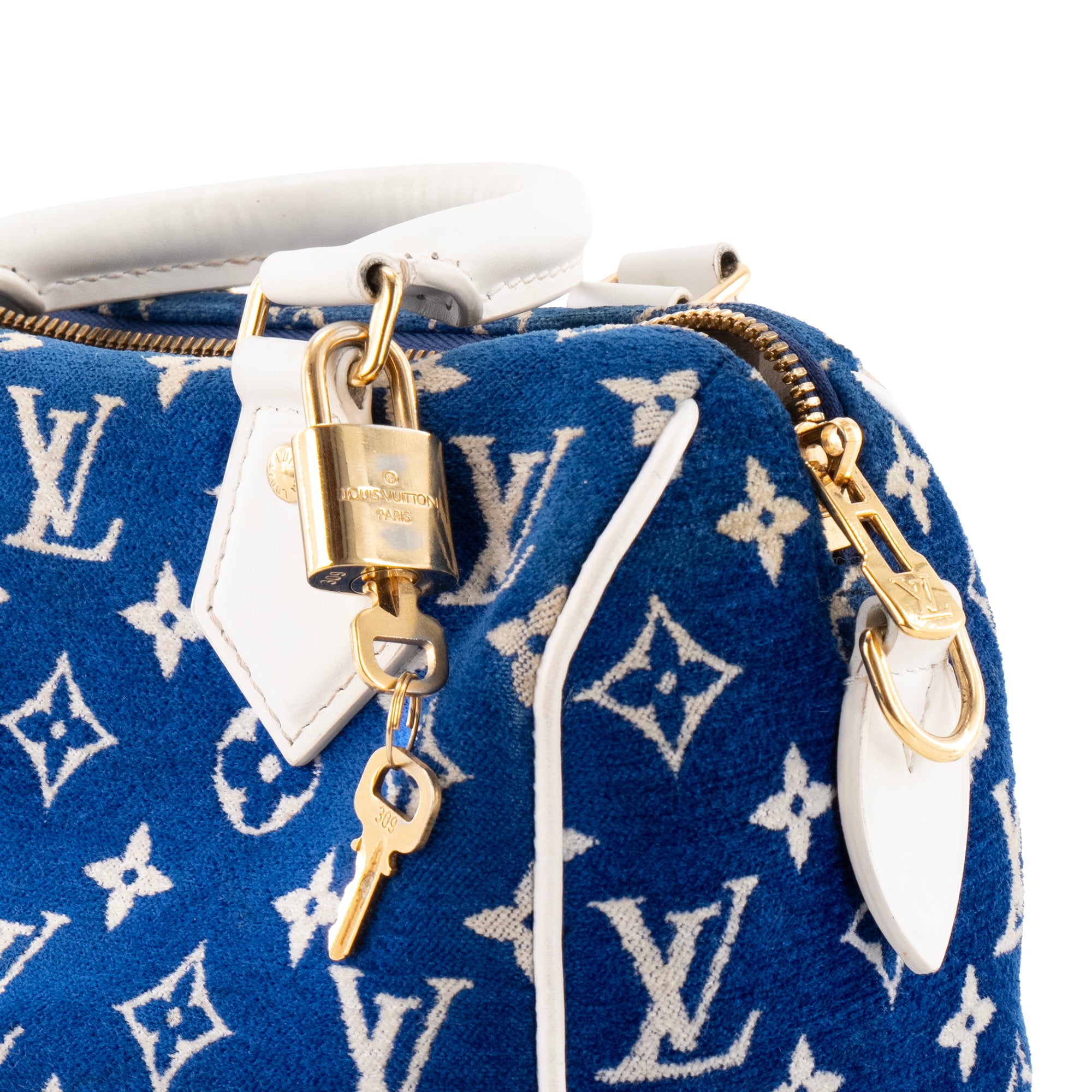 LOUIS VUITTON - Sac à bandoulière Speedy 20 Louis Vuitton en éponge bleue