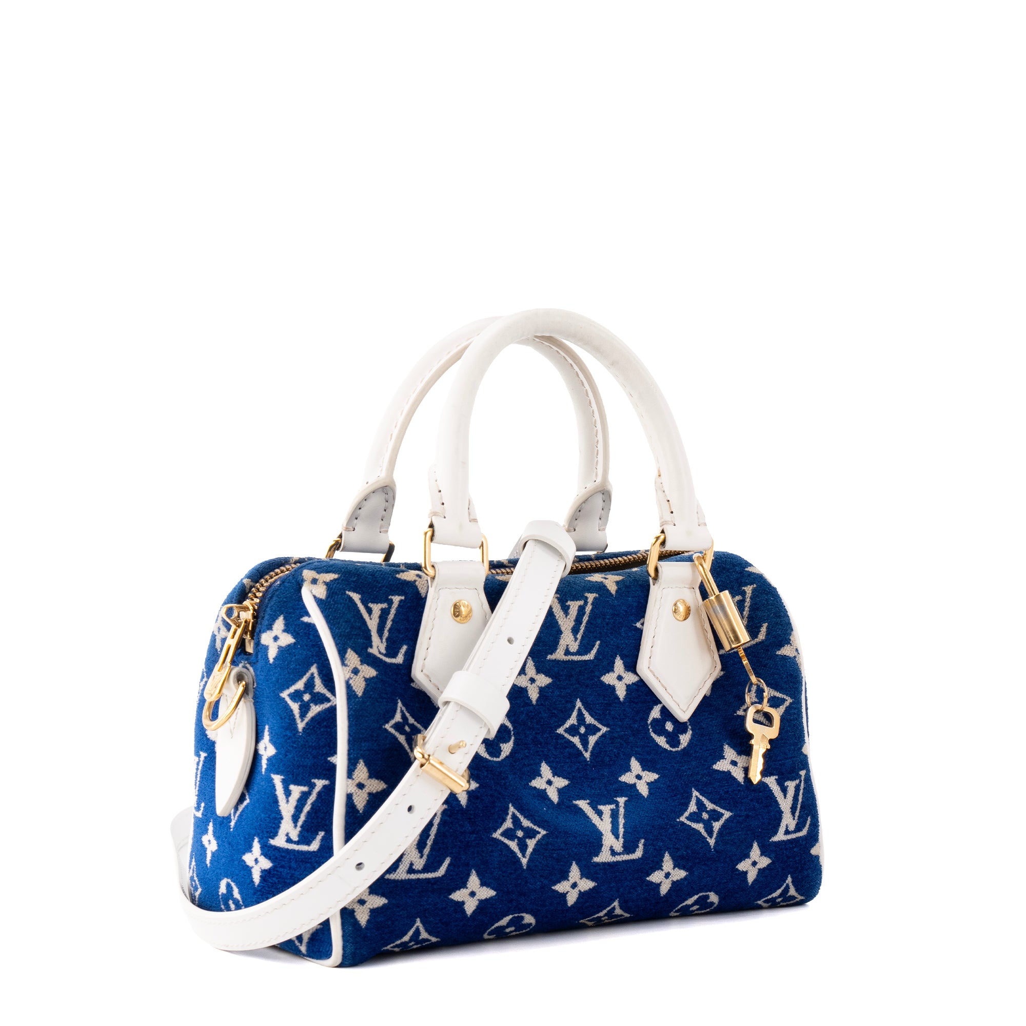 LOUIS VUITTON - Sac à bandoulière Speedy 20 Louis Vuitton en éponge bleue
