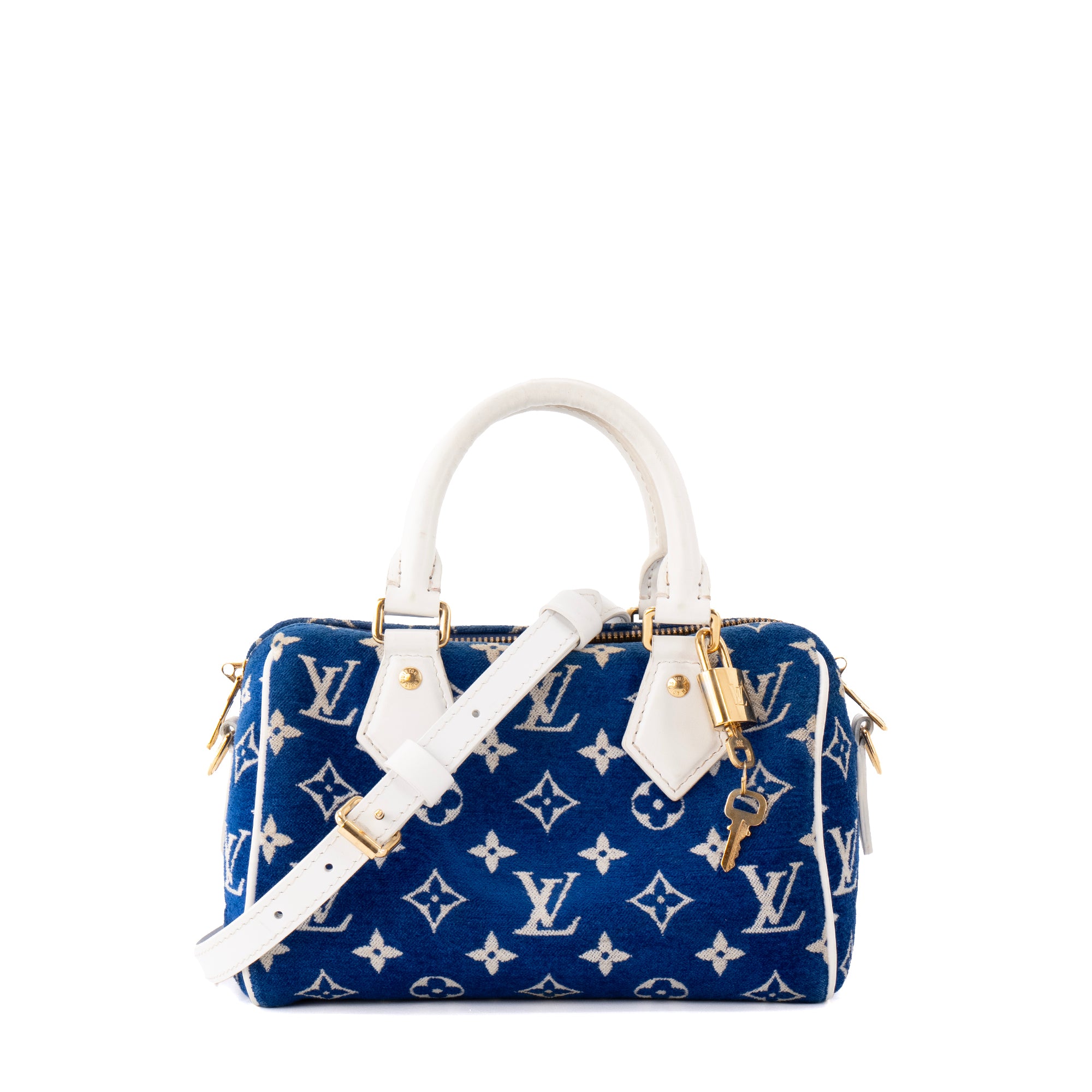 LOUIS VUITTON - Sac à bandoulière Speedy 20 Louis Vuitton en éponge bleue