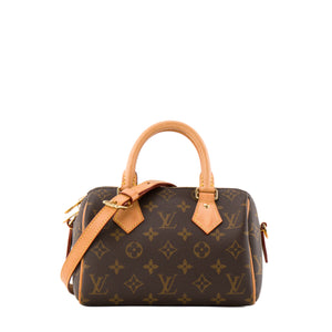 LOUIS VUITTON - Sac à bandoulière Speedy 20 Louis Vuitton en toile enduite monogrammée marron