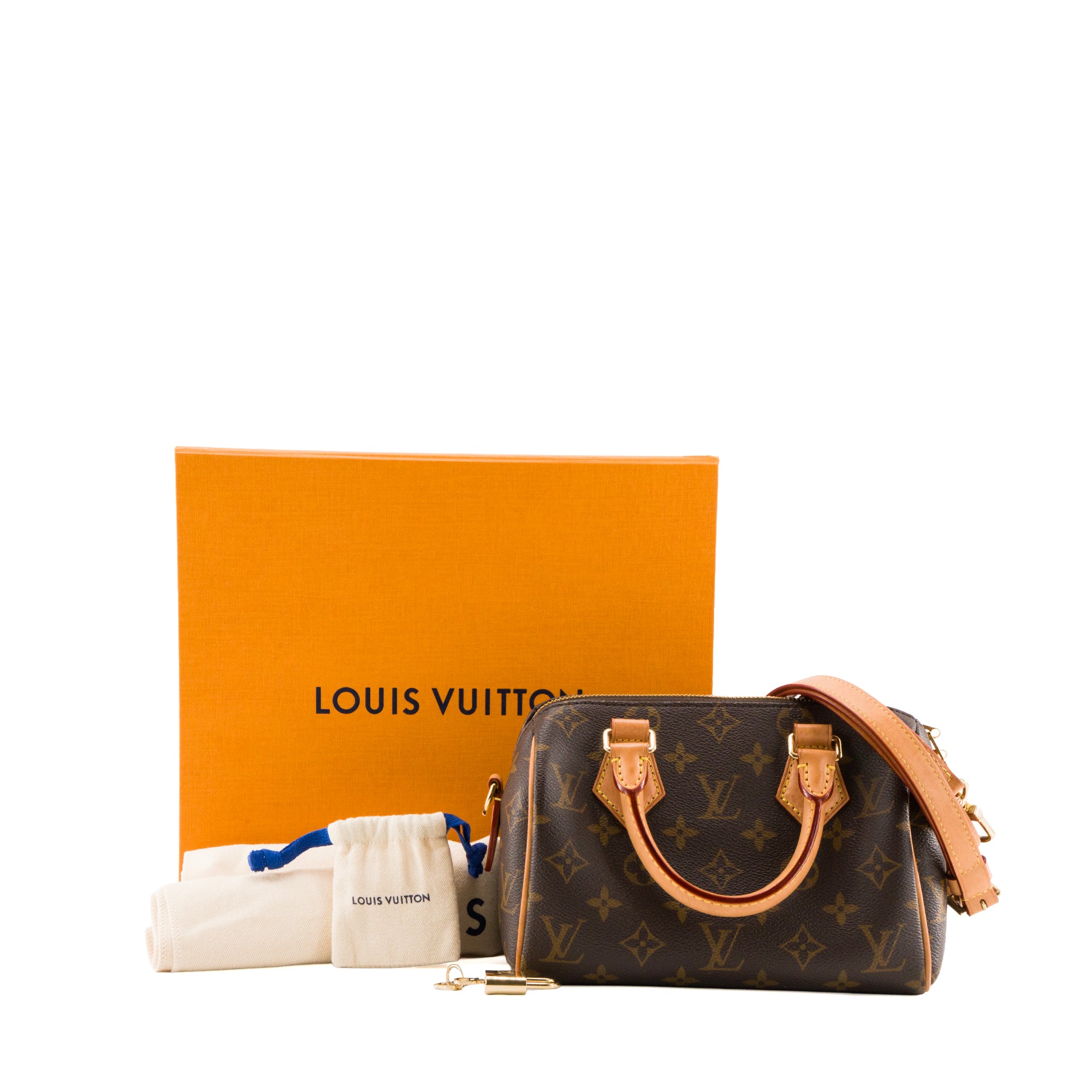 LOUIS VUITTON - Sac à bandoulière Speedy 20 Louis Vuitton en toile enduite monogrammée marron