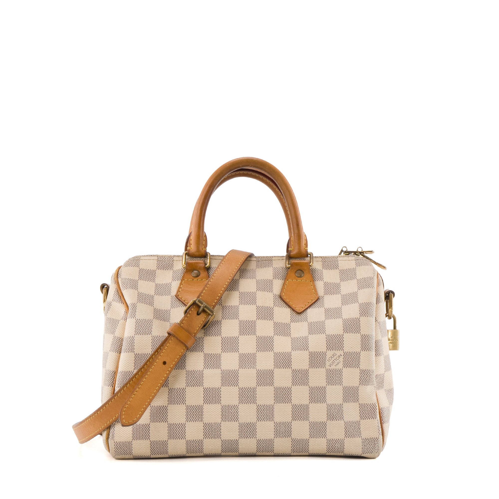 LOUIS VUITTON - Sac à bandoulière Speedy 25 Louis Vuitton en toile enduire damier azur