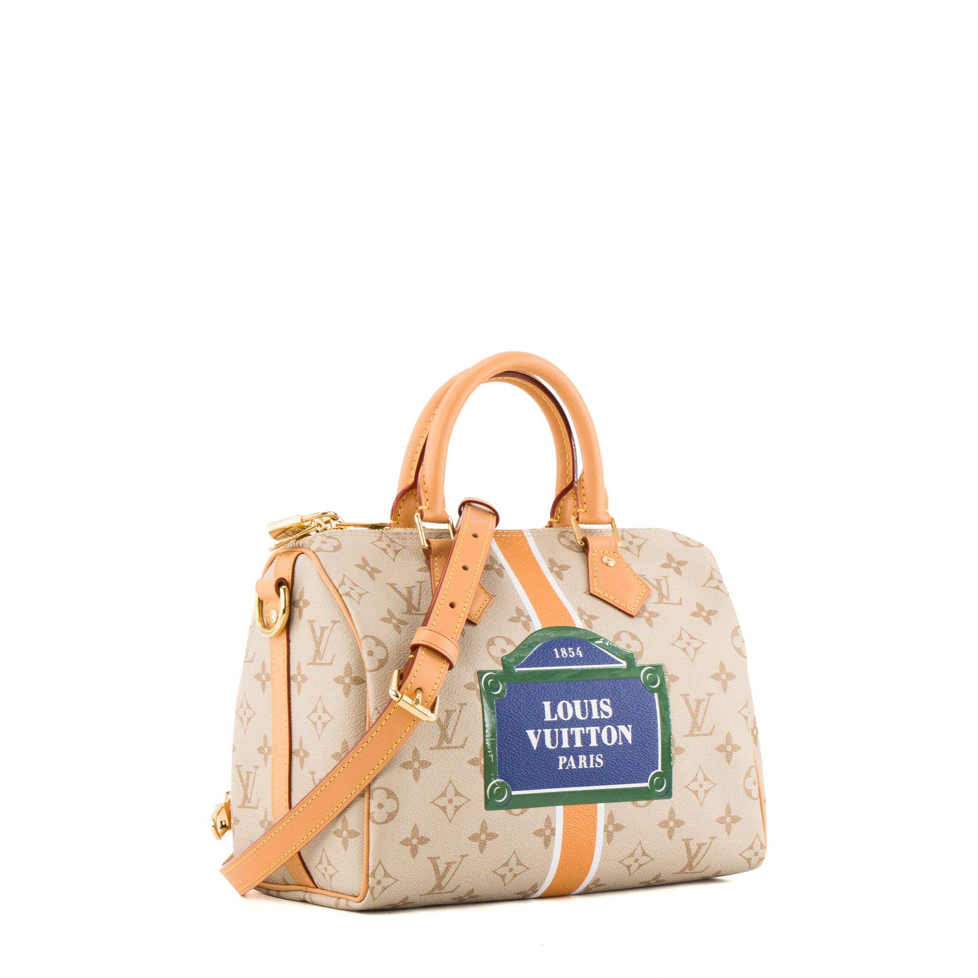 LOUIS VUITTON - Sac à bandoulière Speedy 25 Louis Vuitton en toile enduite Monopaname édition limitée