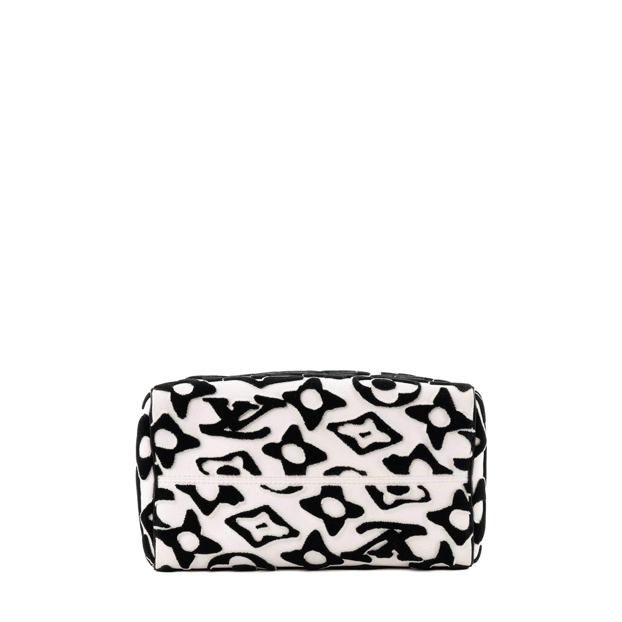 LOUIS VUITTON - Sac à bandoulière Speedy 25 Louis Vuitton x Urs Fisher en cuir grainé blanc et tuftage noir édition limitée