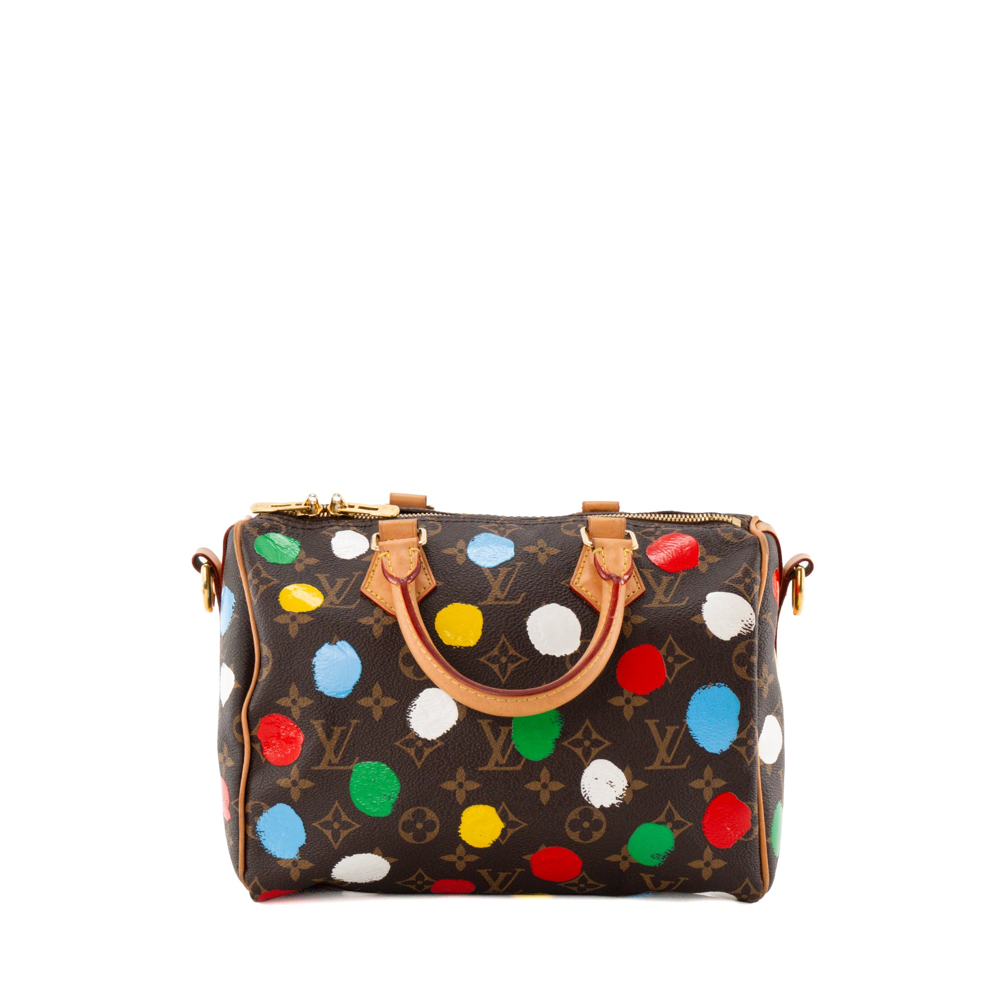 LOUIS VUITTON - Sac à bandoulière Speedy 25 Louis Vuitton x Yayoi Kusama en toile enduite monogrammée et pois multicolores édition limitée