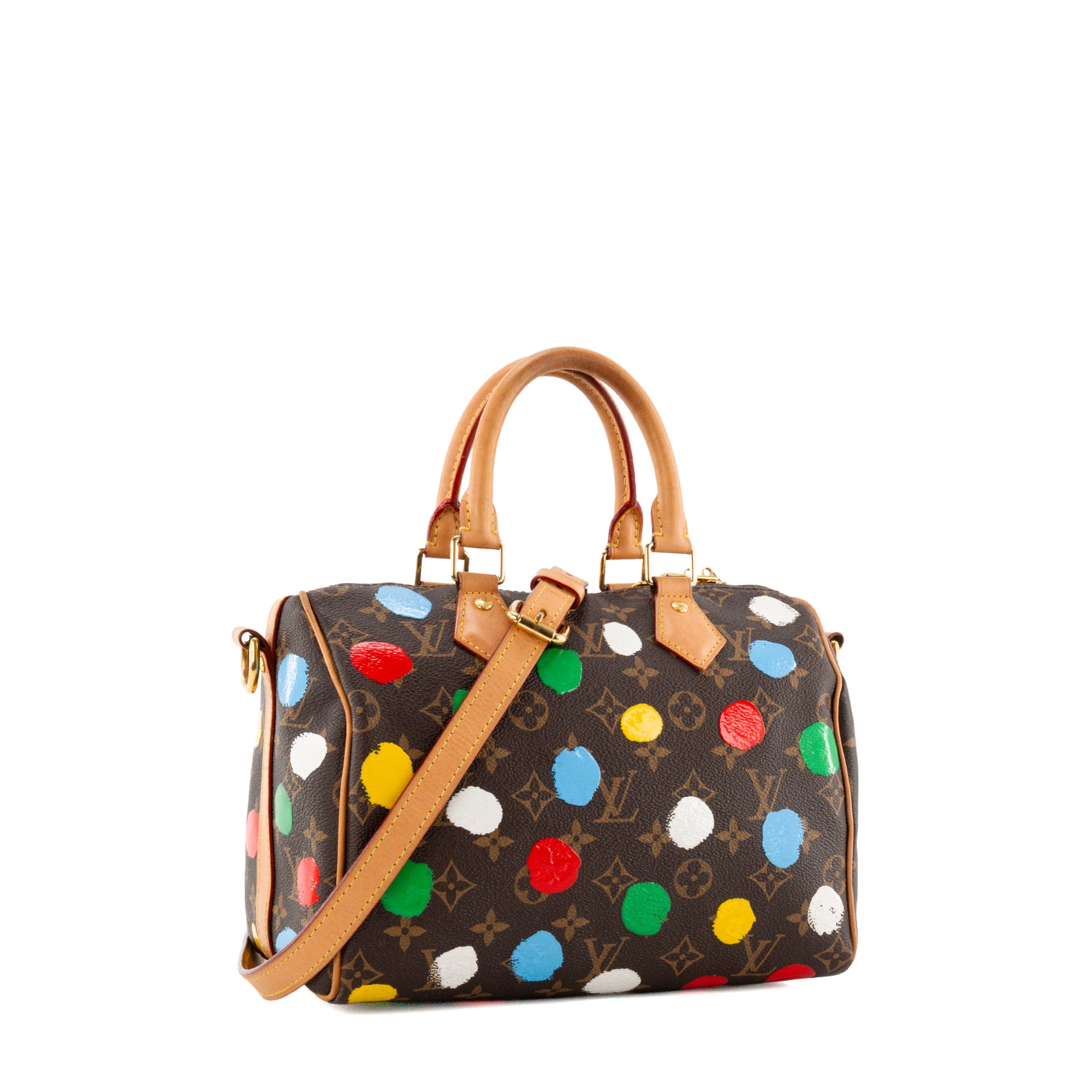 LOUIS VUITTON - Sac à bandoulière Speedy 25 Louis Vuitton x Yayoi Kusama en toile enduite monogrammée et pois multicolores édition limitée