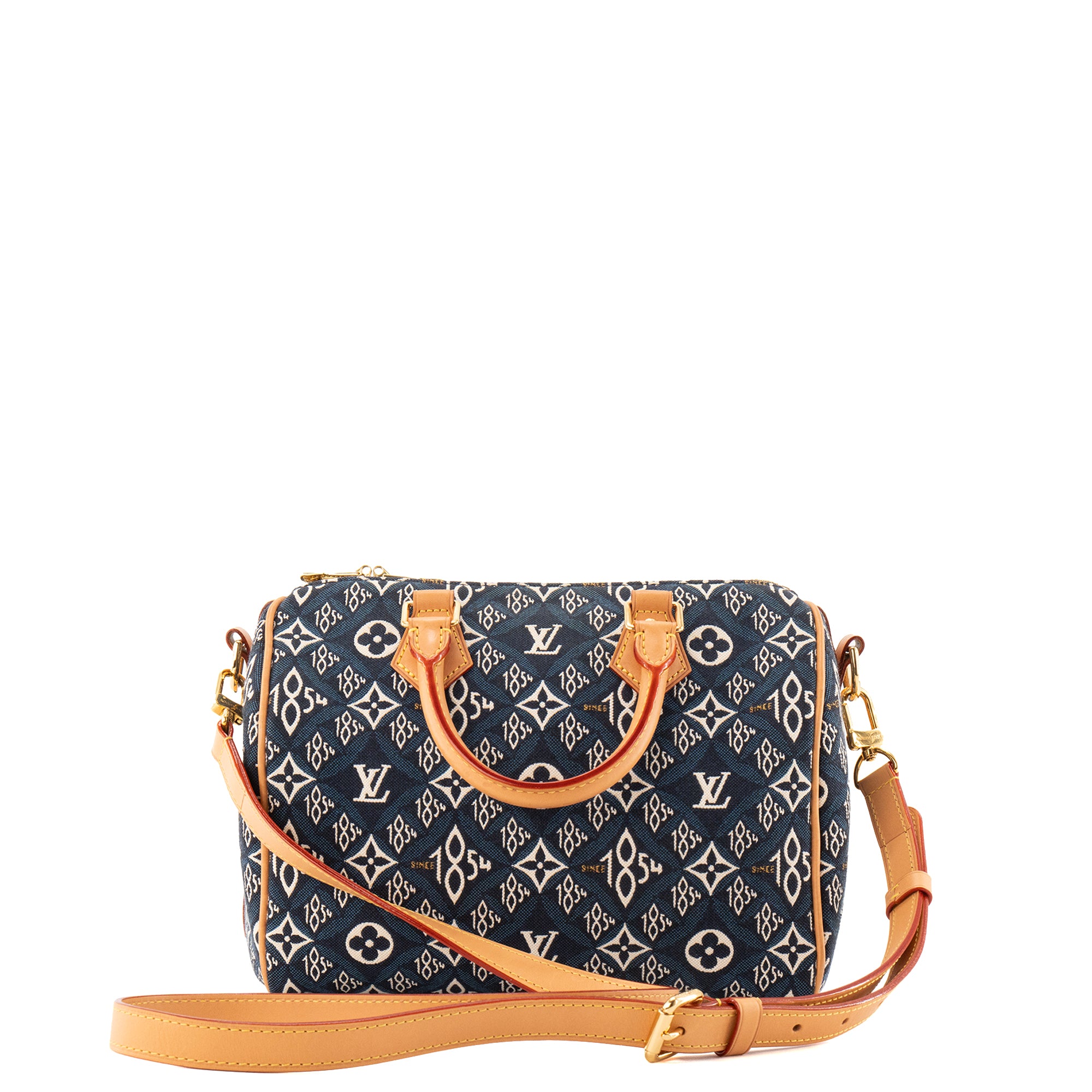 LOUIS VUITTON - Sac à bandoulière Speedy 25 Since 1854 Louis Vuitton en toile jacquard bleu édition limitée