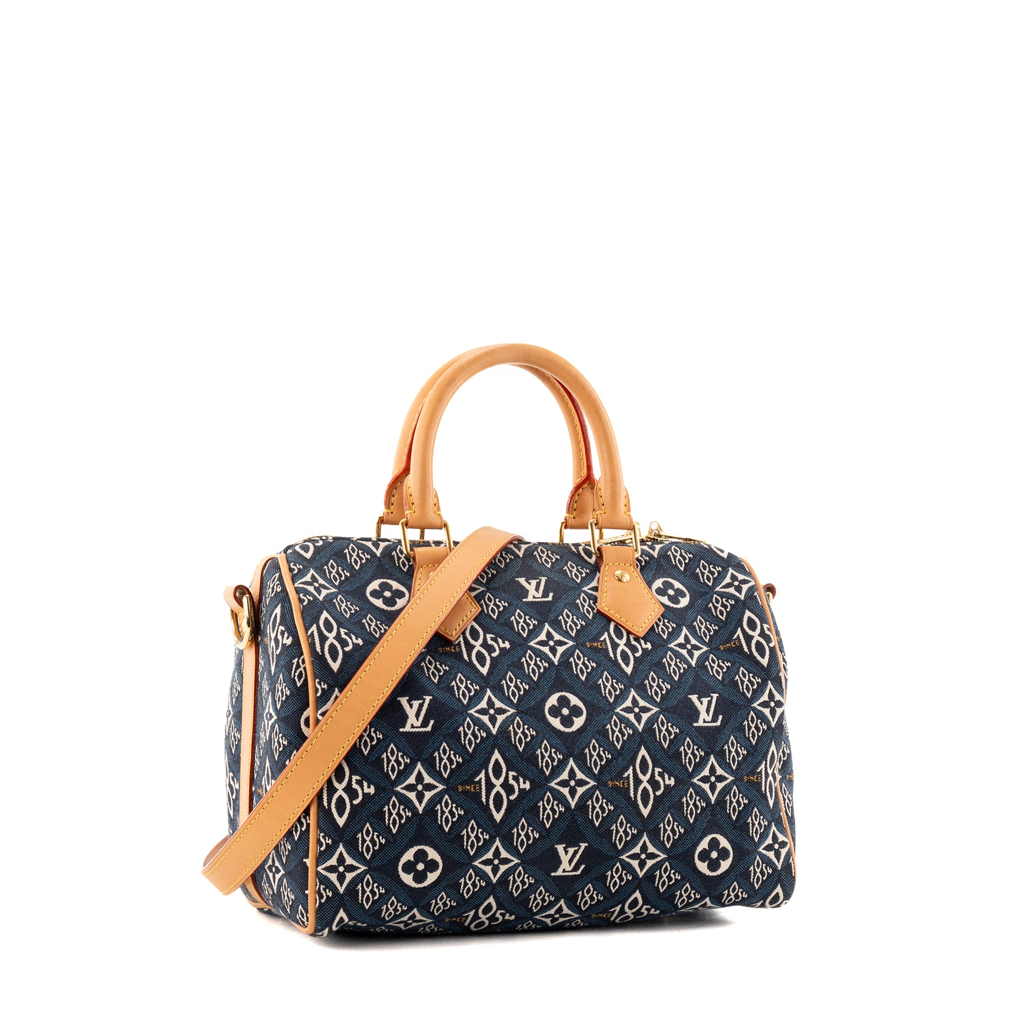 LOUIS VUITTON - Sac à bandoulière Speedy 25 Since 1854 Louis Vuitton en toile jacquard bleu édition limitée