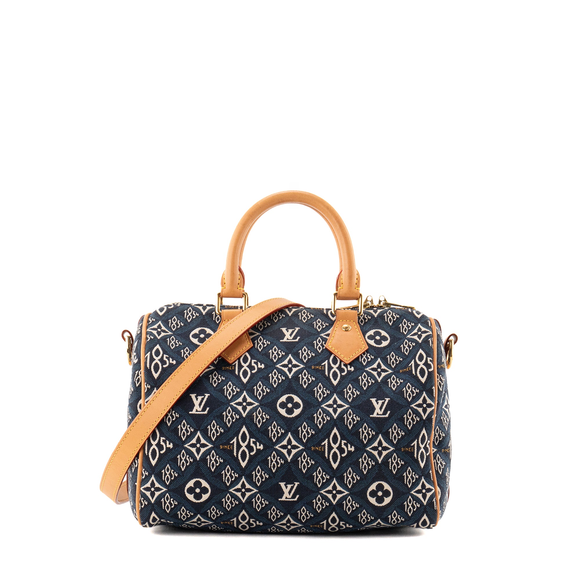 LOUIS VUITTON - Sac à bandoulière Speedy 25 Since 1854 Louis Vuitton en toile jacquard bleu édition limitée