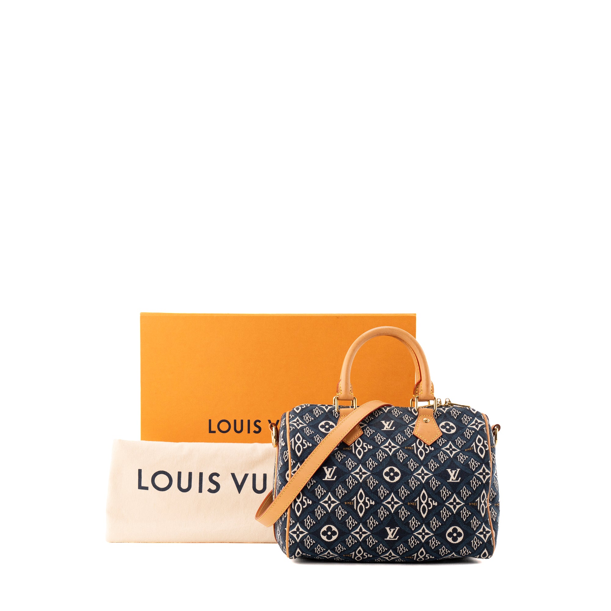 LOUIS VUITTON - Sac à bandoulière Speedy 25 Since 1854 Louis Vuitton en toile jacquard bleu édition limitée
