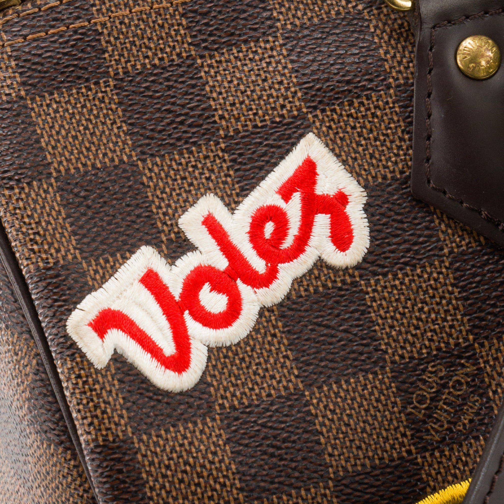 LOUIS VUITTON - Sac à bandoulière Speedy 30 Louis Vuitton édition limitée Patches en toile damier ébène