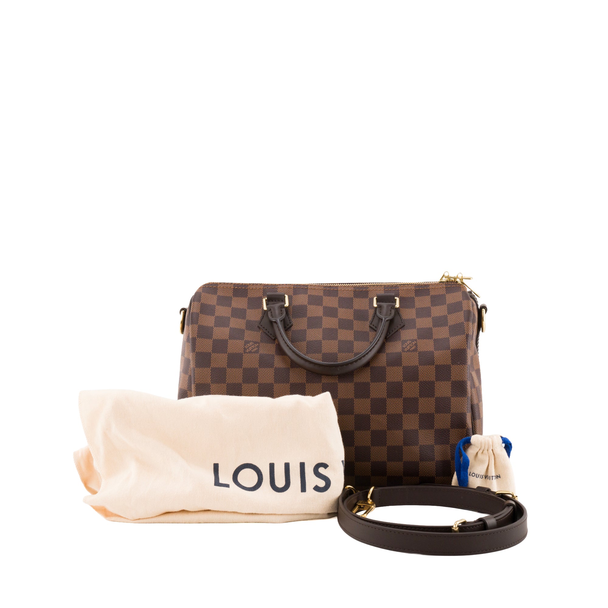 LOUIS VUITTON - Sac à bandoulière Speedy 30 Louis Vuitton en toile enduite damier ébène
