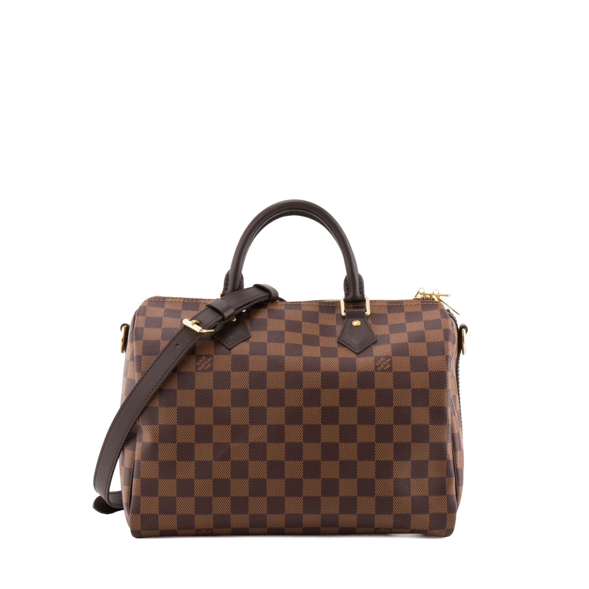 LOUIS VUITTON - Sac à bandoulière Speedy 30 Louis Vuitton en toile enduite damier ébène
