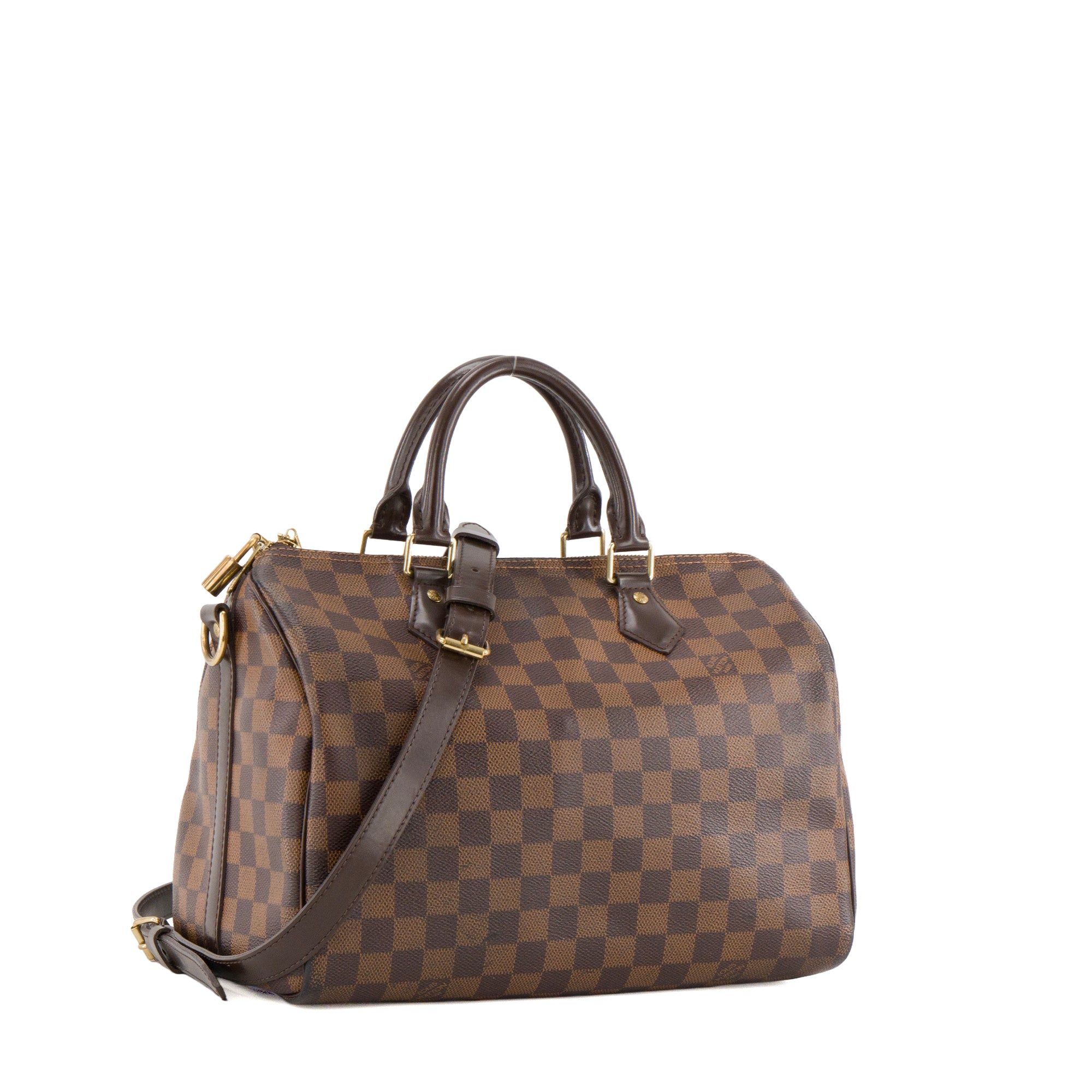 LOUIS VUITTON - Sac à bandoulière Speedy 30 Louis Vuitton en toile enduite damier ébène