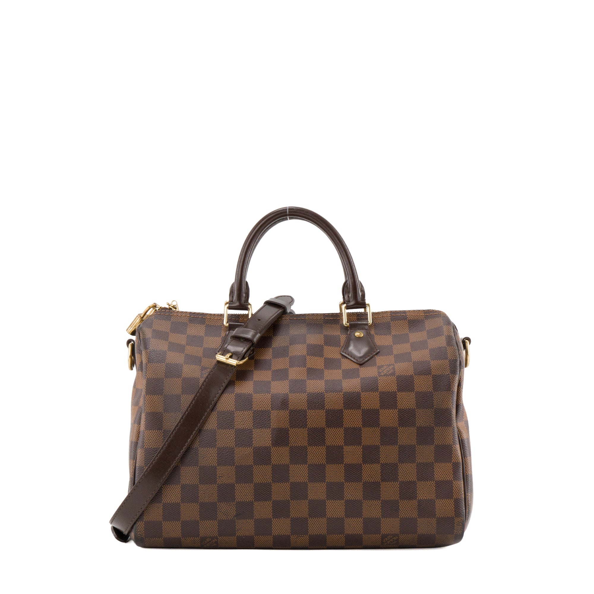 LOUIS VUITTON - Sac à bandoulière Speedy 30 Louis Vuitton en toile enduite damier ébène