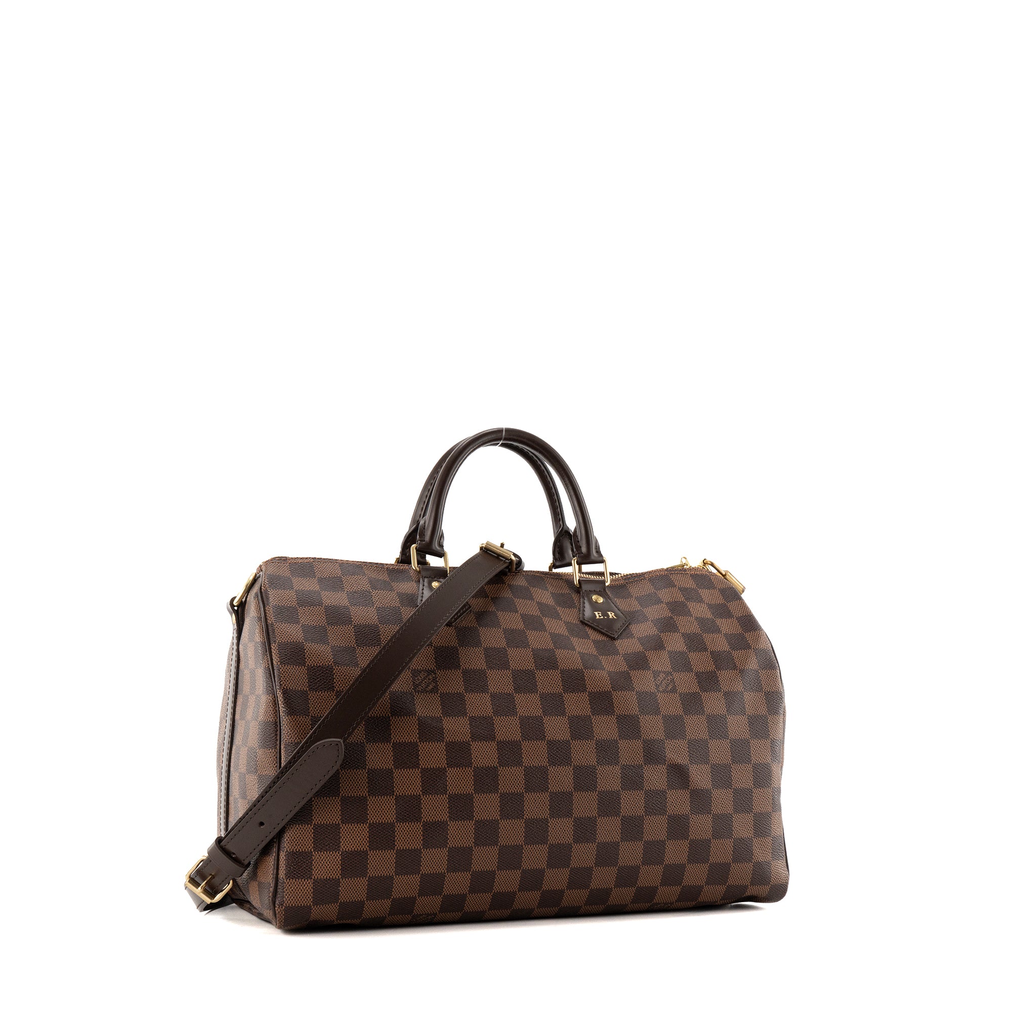 LOUIS VUITTON - Sac à bandoulière Speedy 35 Louis Vuitton en toile enduite damier ébène