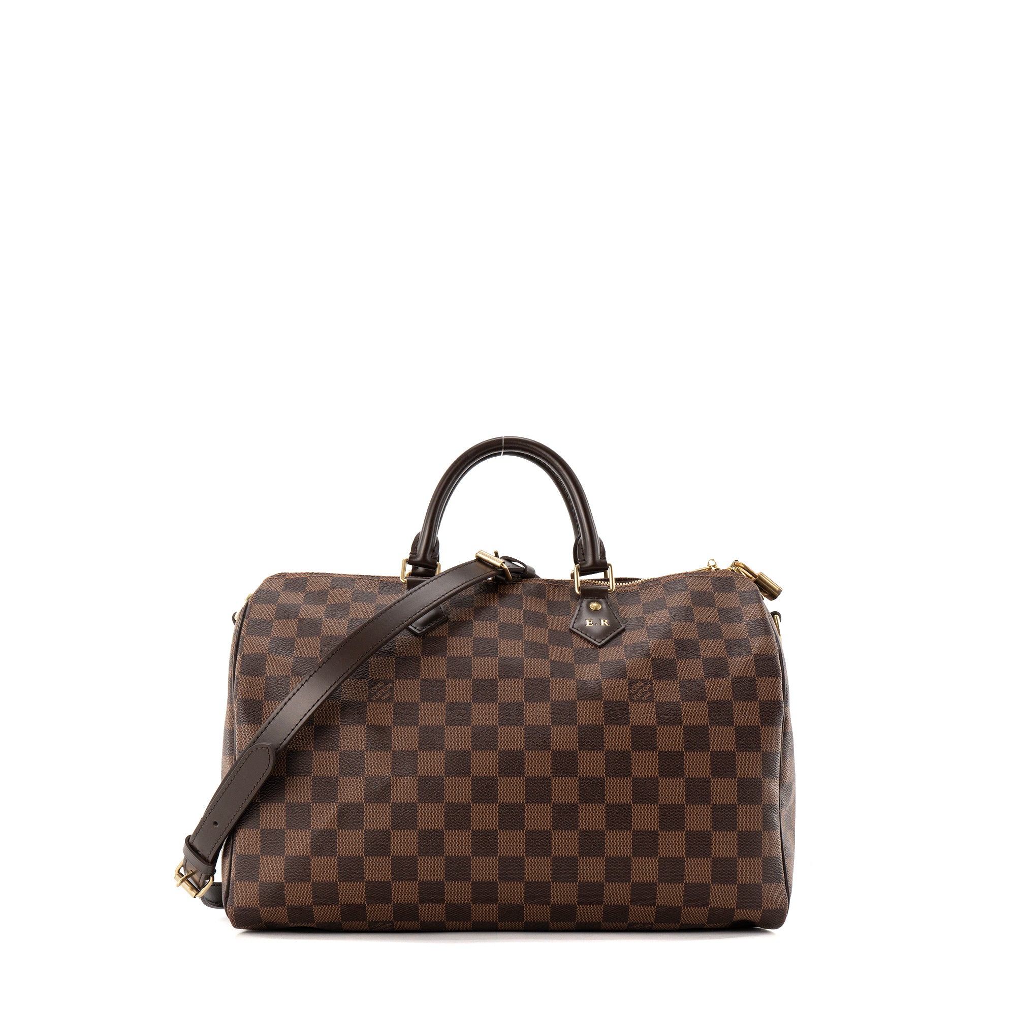 LOUIS VUITTON - Sac à bandoulière Speedy 35 Louis Vuitton en toile enduite damier ébène