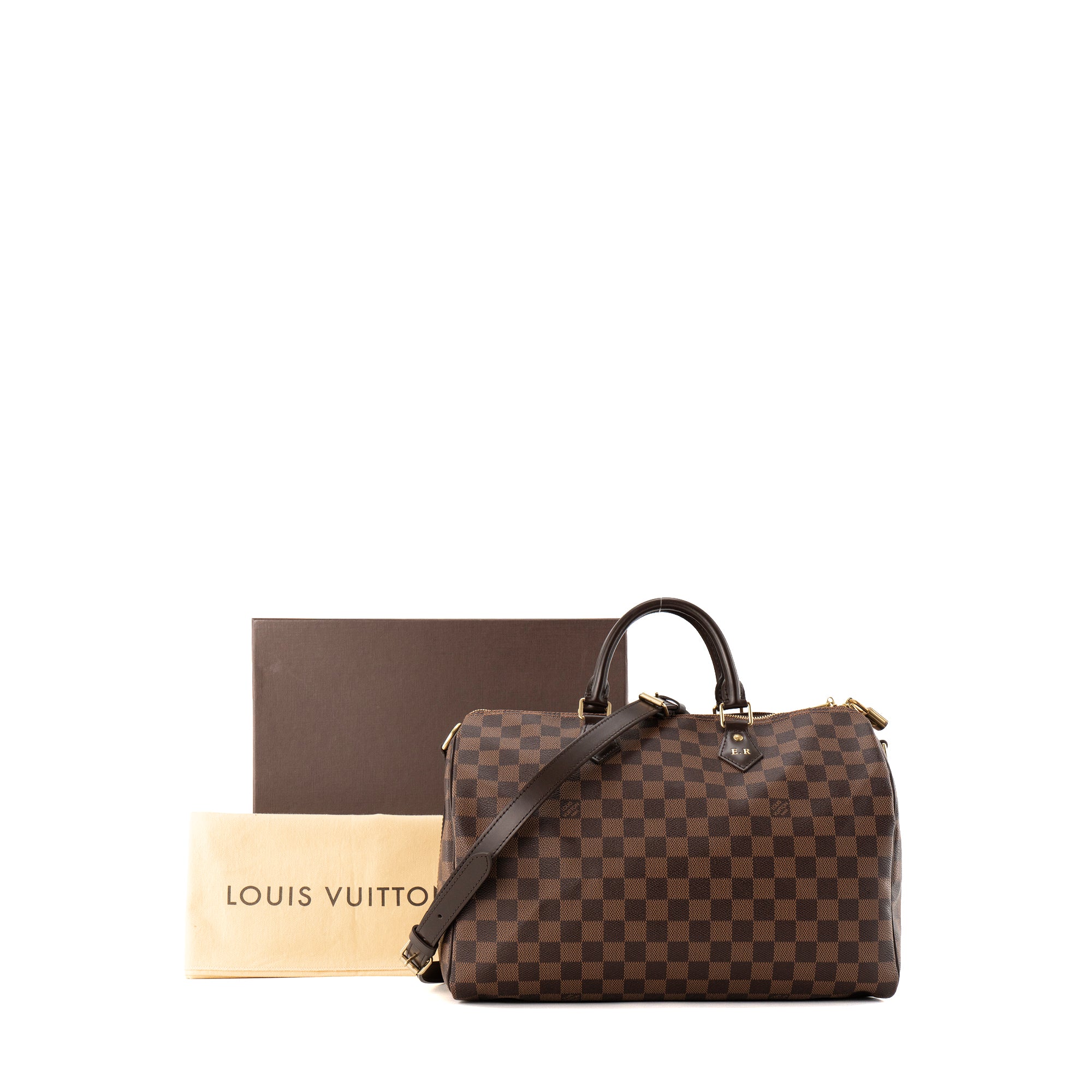 LOUIS VUITTON - Sac à bandoulière Speedy 35 Louis Vuitton en toile enduite damier ébène