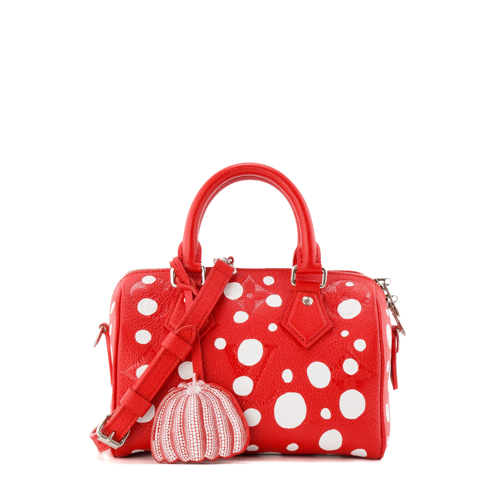 LOUIS VUITTON - Sac à bandoulière Speedy 20 Louis Vuitton x Yayoi Kusama en cuir grainé rouge et blanc édition limitée