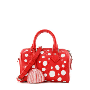 LOUIS VUITTON - Sac à bandoulière Speedy 20 Louis Vuitton x Yayoi Kusama en cuir grainé rouge et blanc édition limitée
