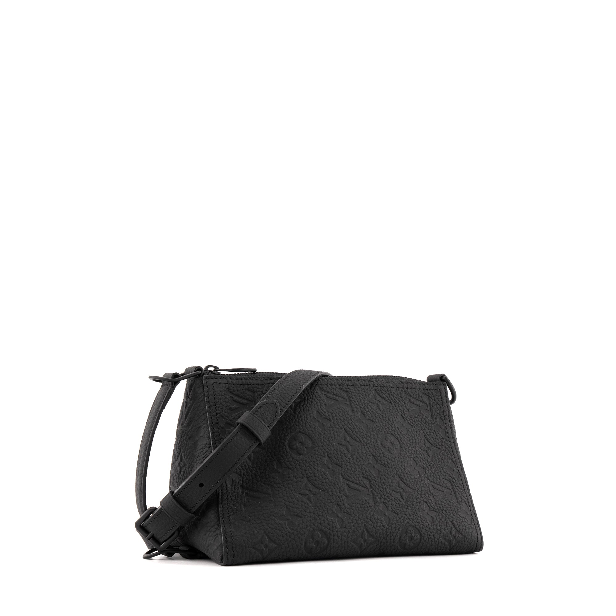 LOUIS VUITTON - Sac à bandoulière Triangle Messenger Louis Vuitton en cuir empreinte noir