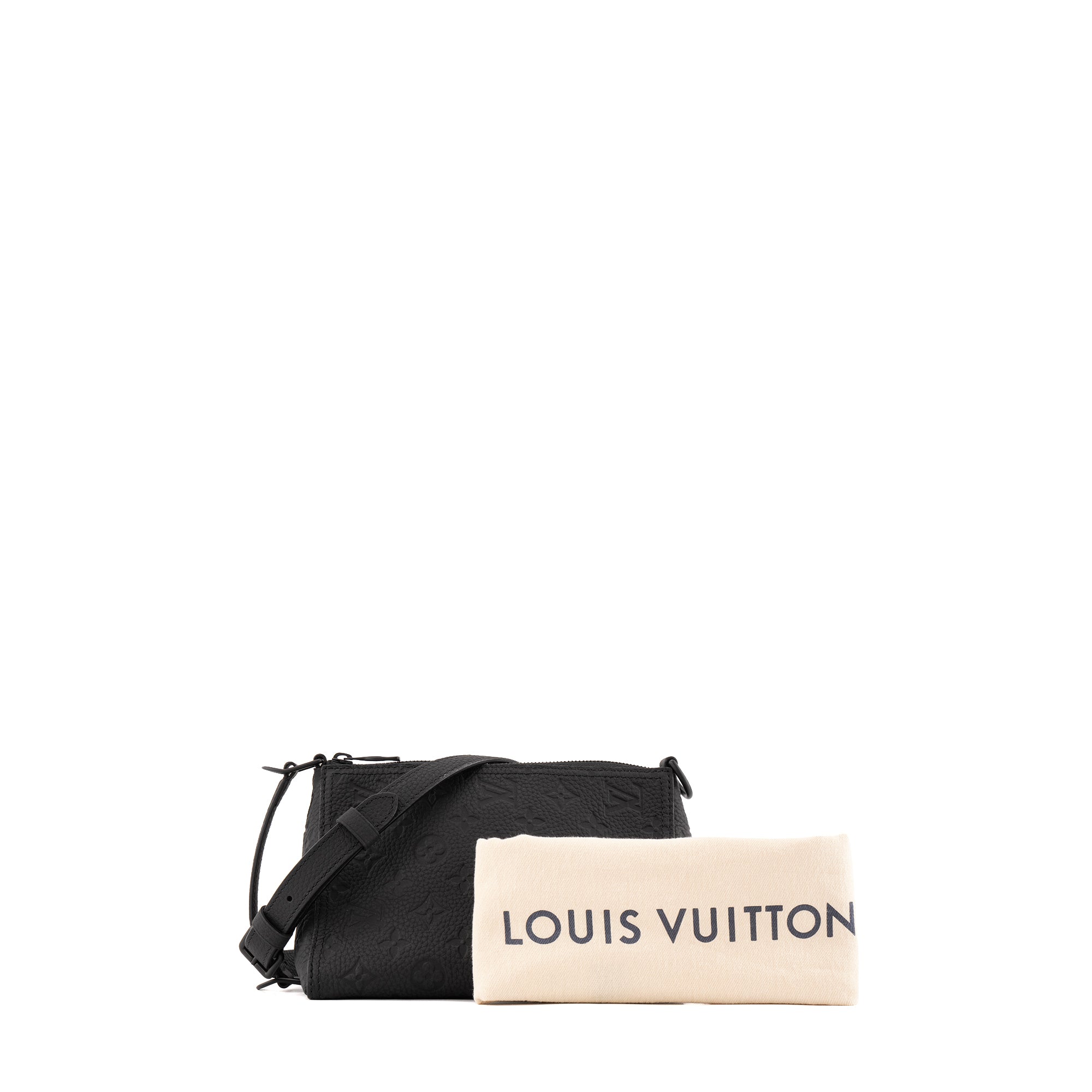 LOUIS VUITTON - Sac à bandoulière Triangle Messenger Louis Vuitton en cuir empreinte noir