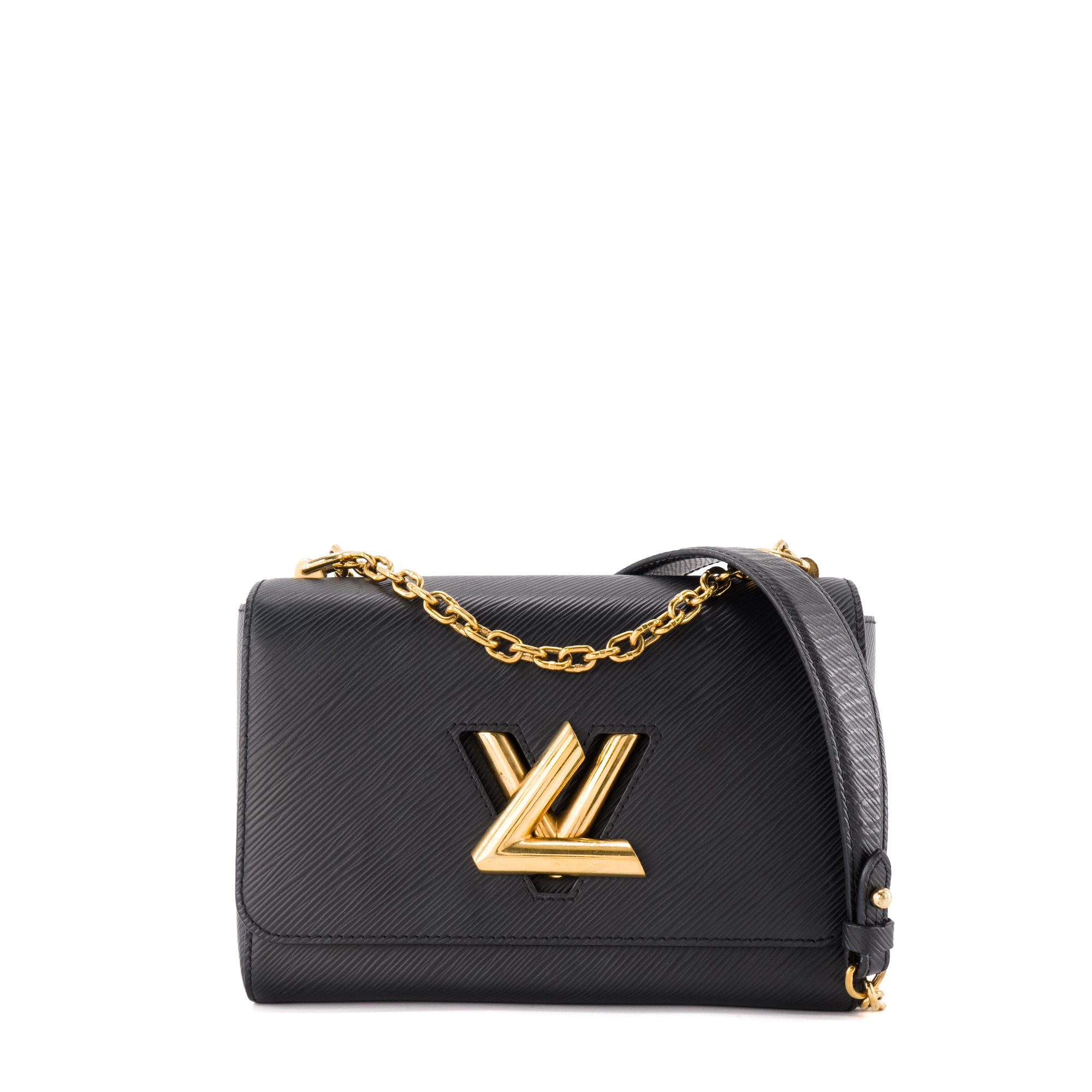 LOUIS VUITTON - Sac à bandoulière Twist MM Louis Vuitton en cuir épi bleu marine