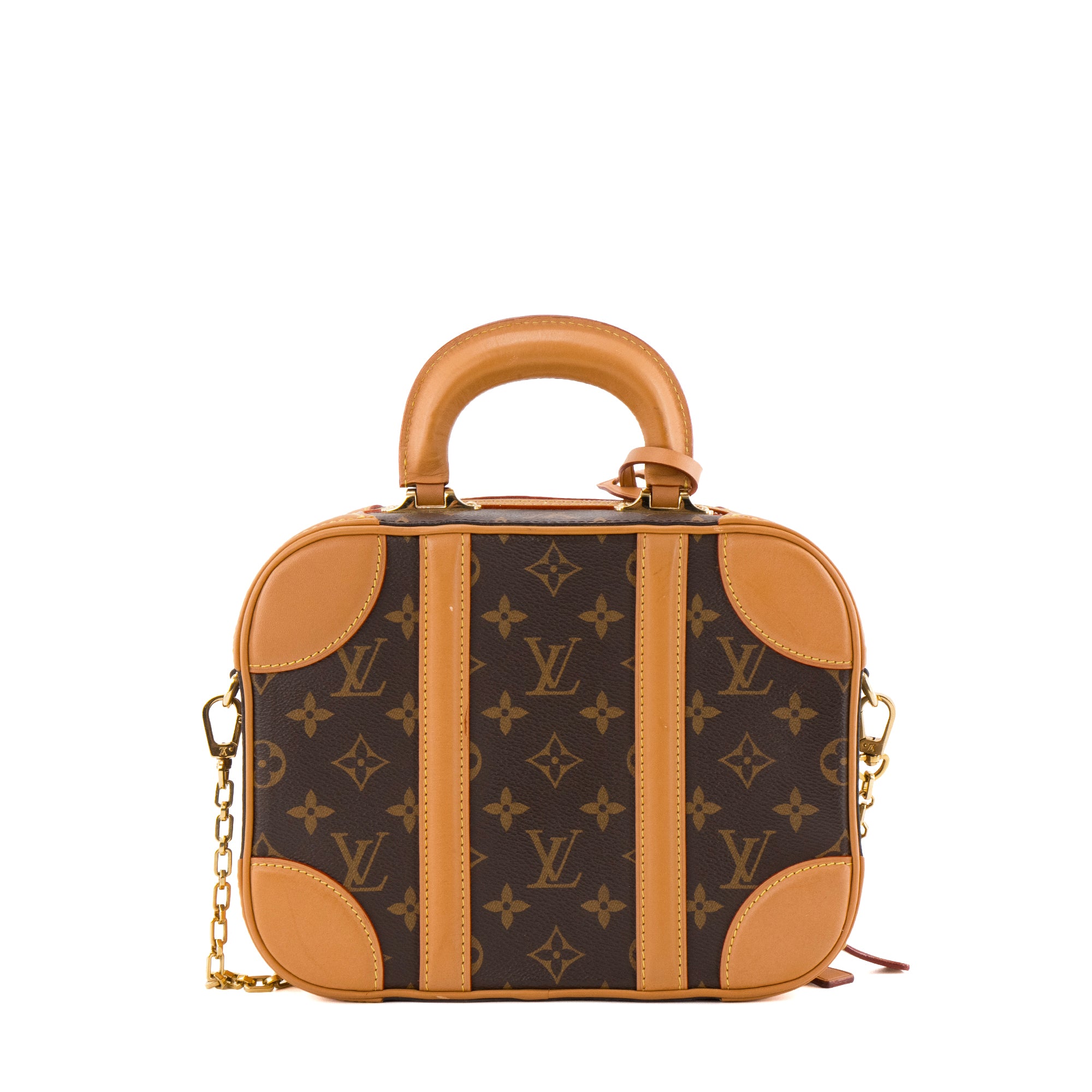 LOUIS VUITTON - Sac à bandoulière Valisette Louis Vuitton en toile enduite monogrammée et cuir marron